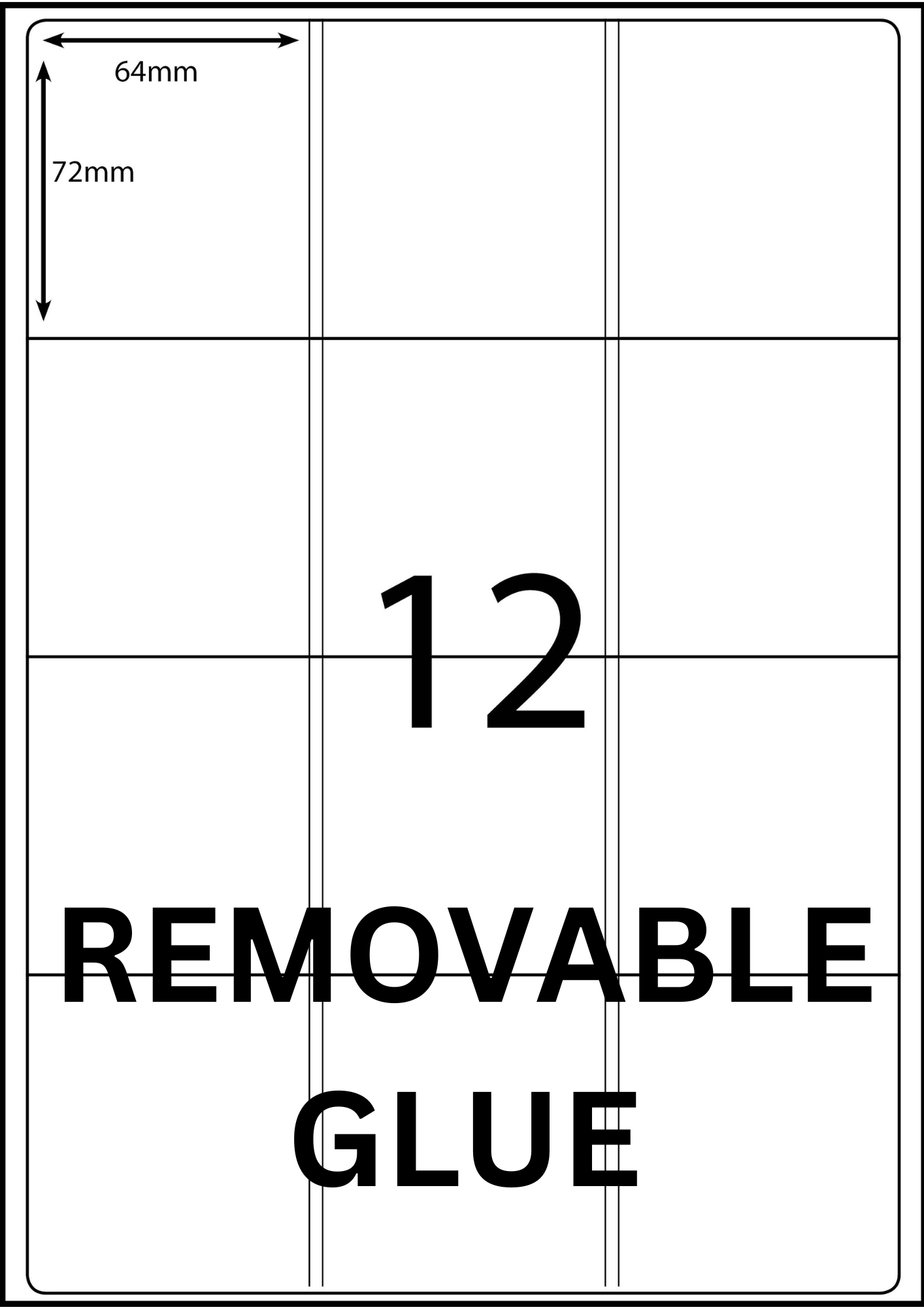 A4 Laser Label - 12up - 64x72mm - 100 per pack (Avery Code: L7164)