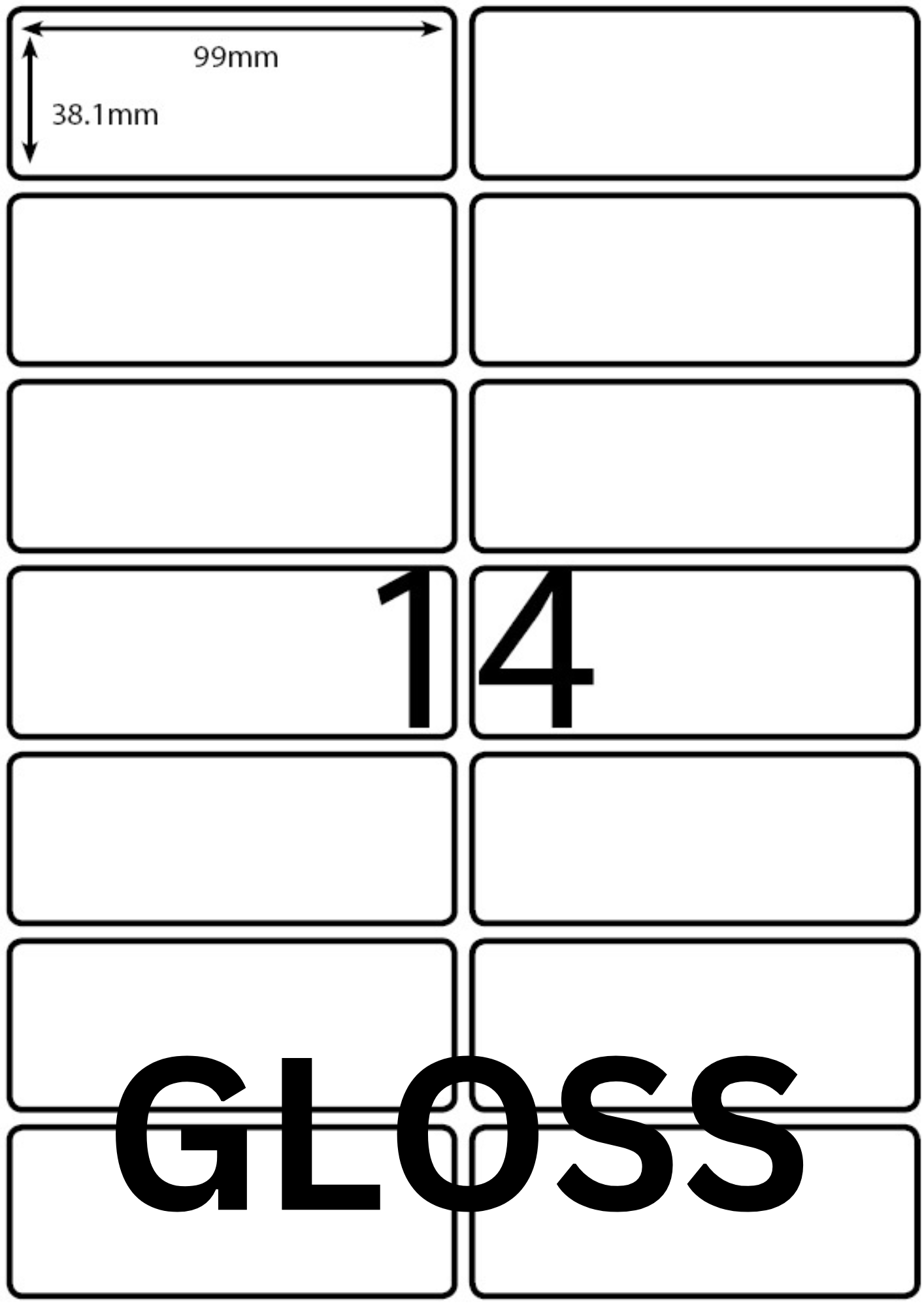 A4 Laser Label - 14up - 99x38.1mm - 100 per pack (Avery Code: L7163)