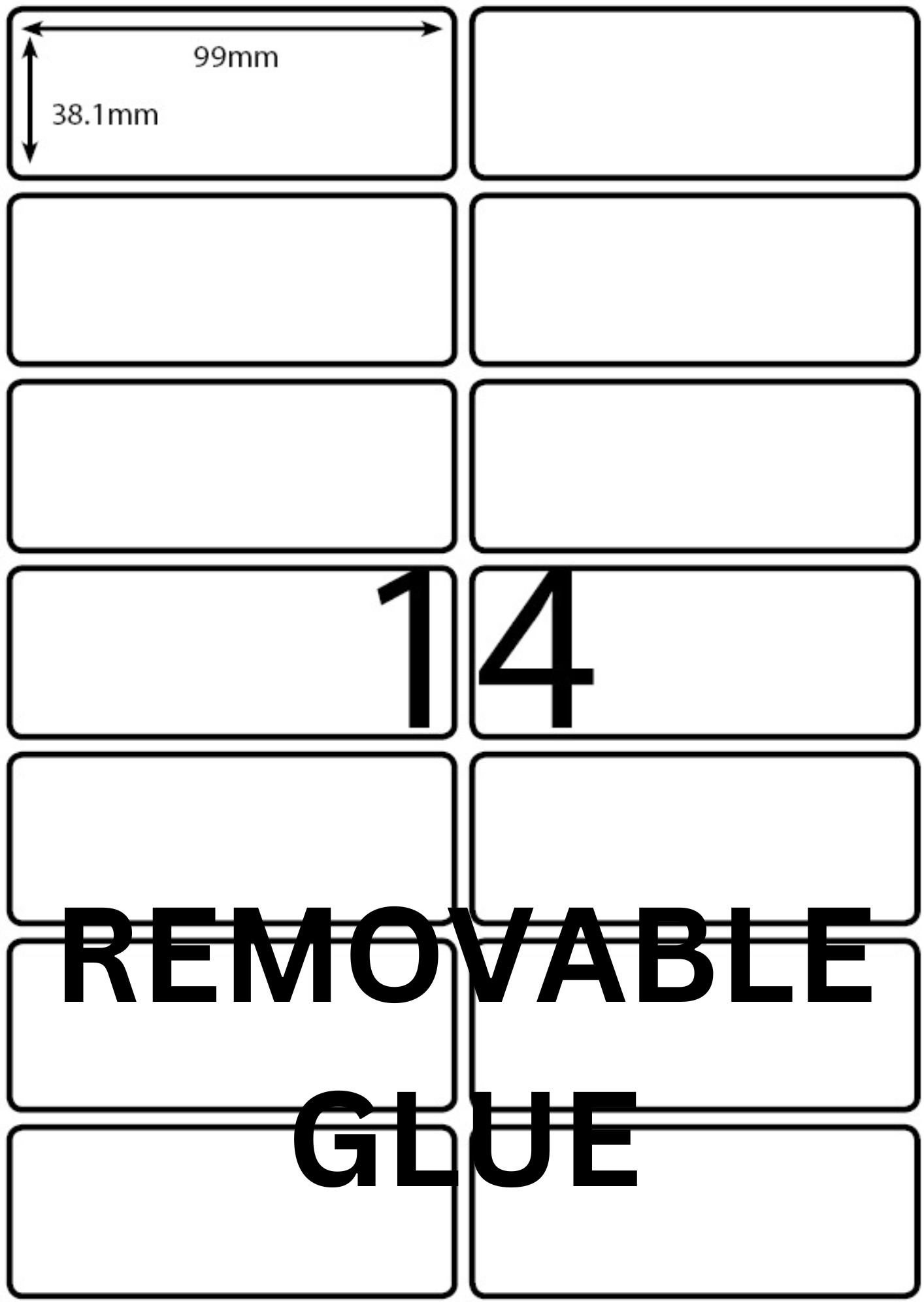 A4 Laser Label - 14up - 99x38.1mm - 100 per pack (Avery Code: L7163)