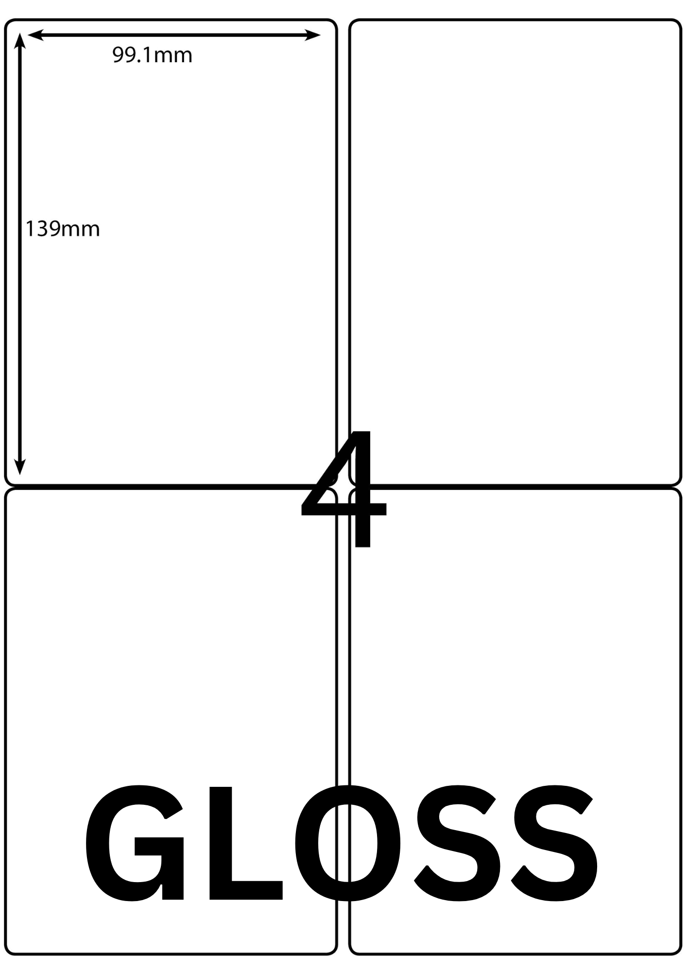 A4 Laser Label - 4up - 99.1x139mm - 100 per pack (Avery Code: L7169)