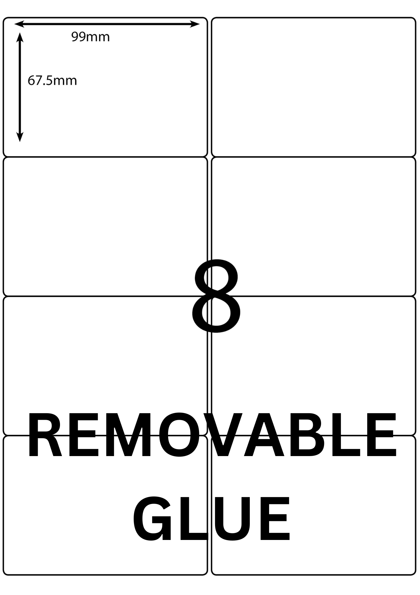A4 Laser Label - 8up - 99x67.5mm - 100 per pack (Avery Code: L7165)
