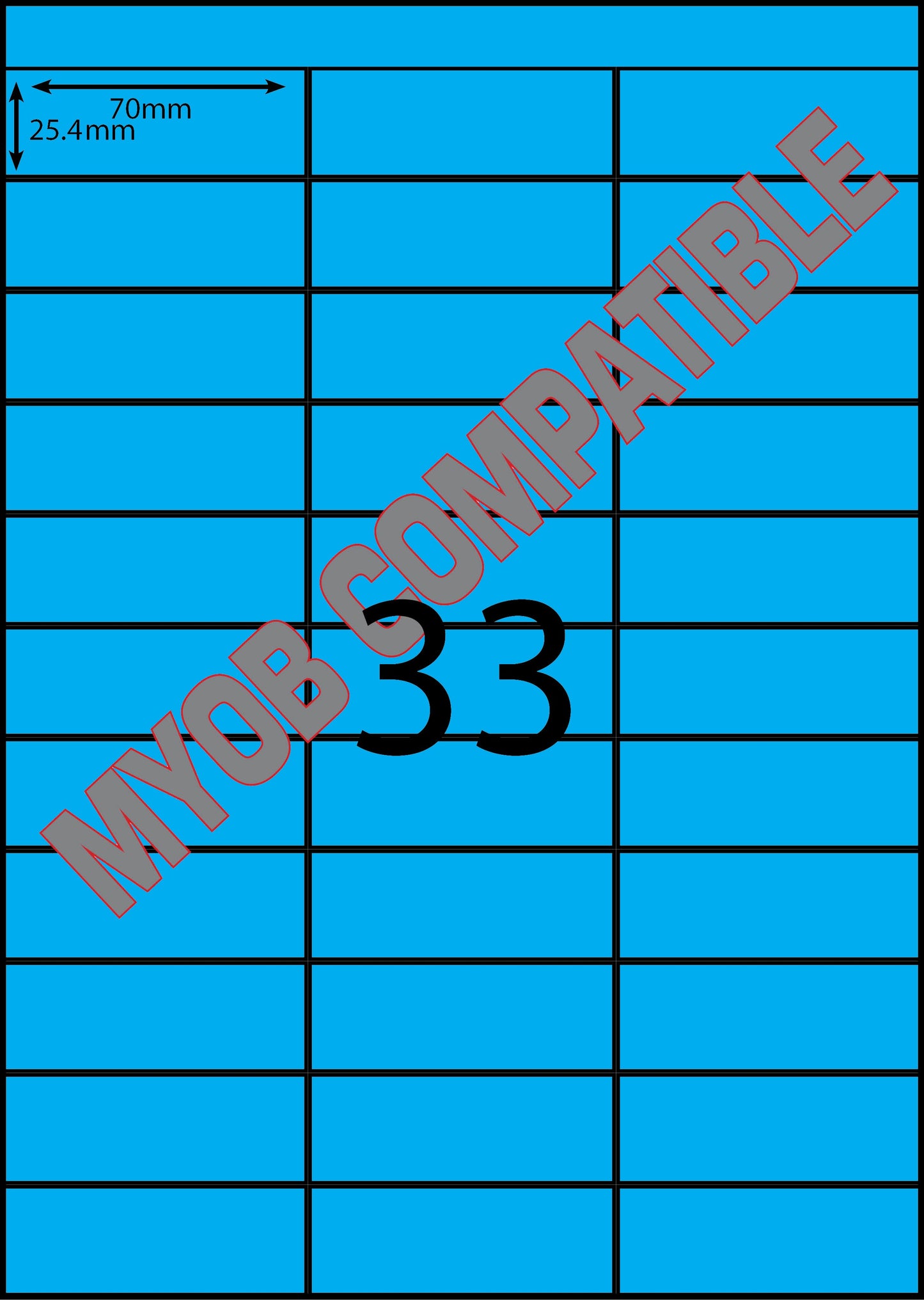 A4 Laser Label -33up - 70x25mm - 100 per pack (Avery Code: DL33)