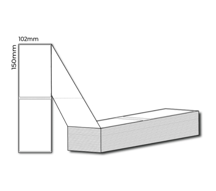PREMIUM COURIER LABELS - FAN FOLDED 102mm X 150mm (4'x6') Thermal Direct - 4,000 Continuous - Flat Packed - $132 per box