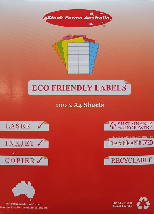 A4 Laser Label - 45up -58x17.8mm - 100 per pack (Avery Code: L7156)