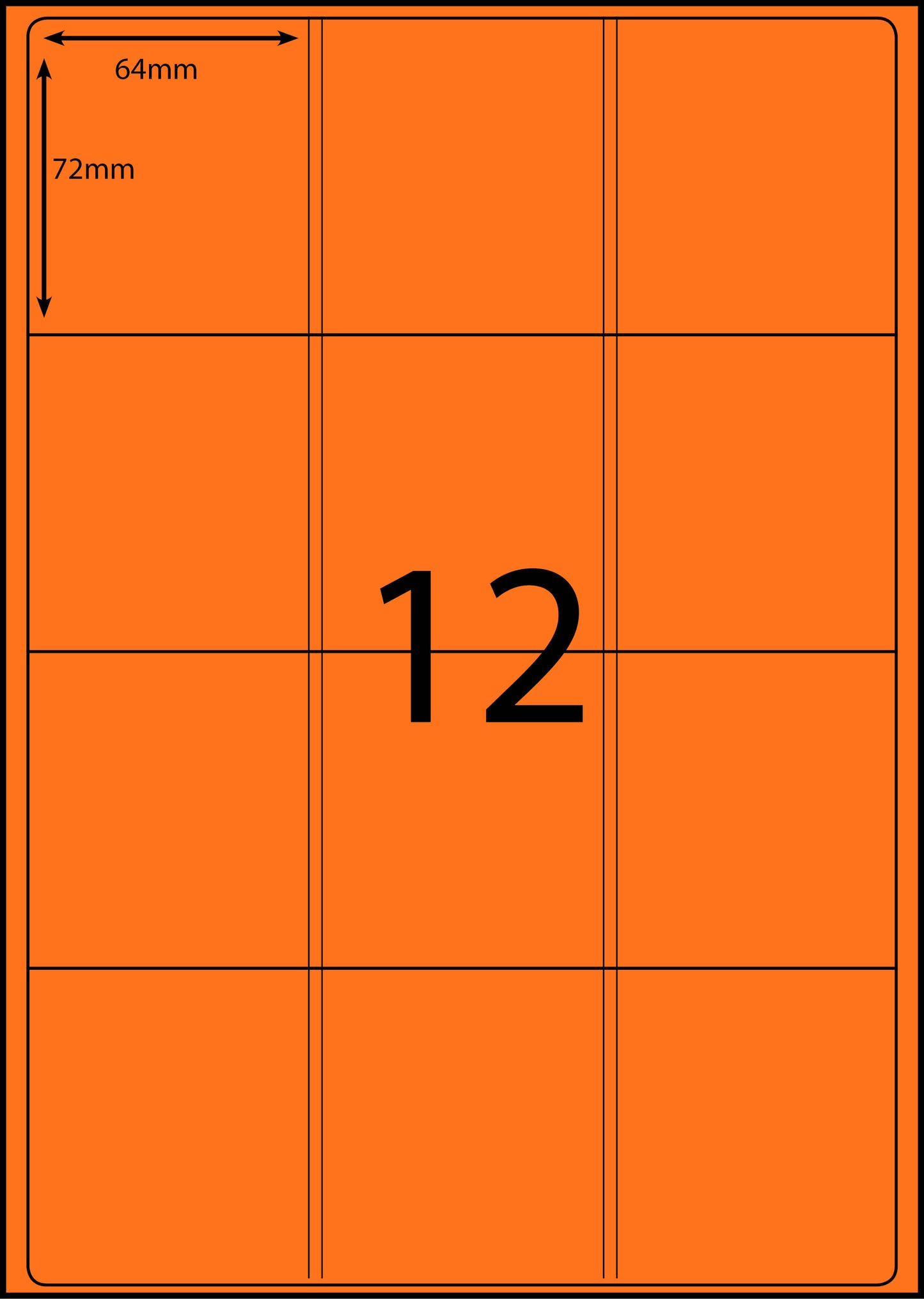 A4 Laser Label - 12up - 64x72mm - 100 per pack (Avery Code: L7164)