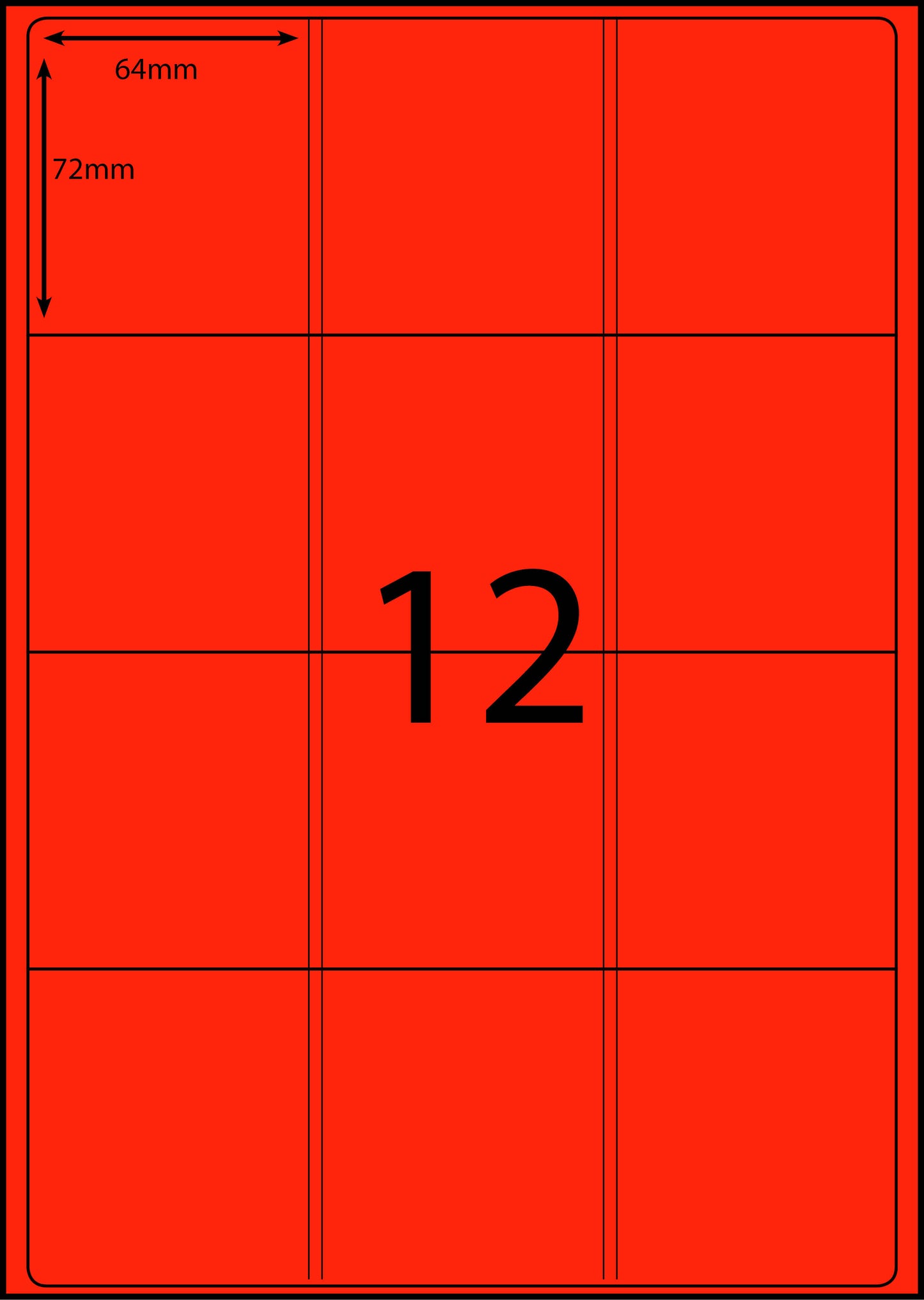 A4 Laser Label - 12up - 64x72mm - 100 per pack (Avery Code: L7164)