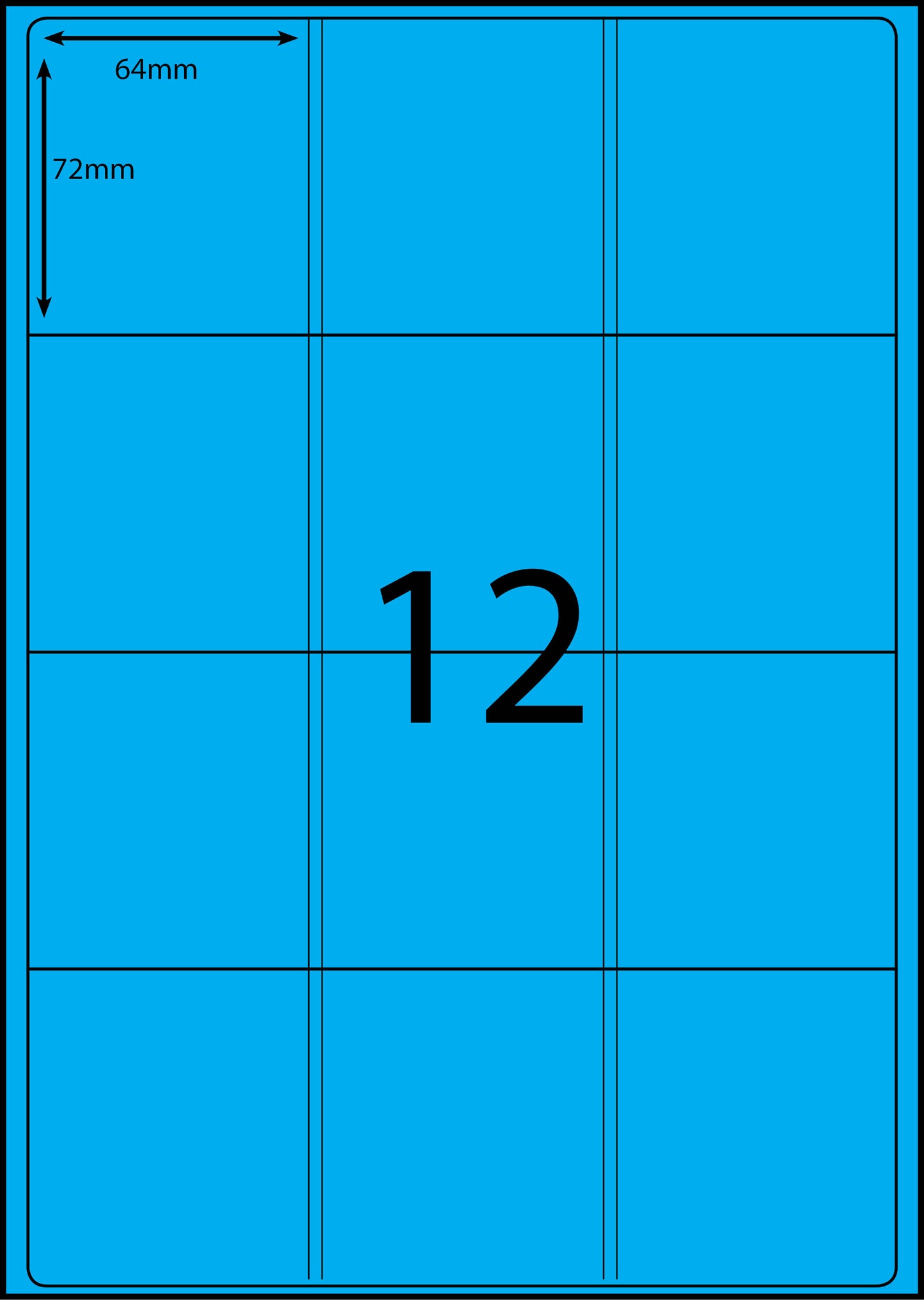 A4 Laser Label - 12up - 64x72mm - 100 per pack (Avery Code: L7164)