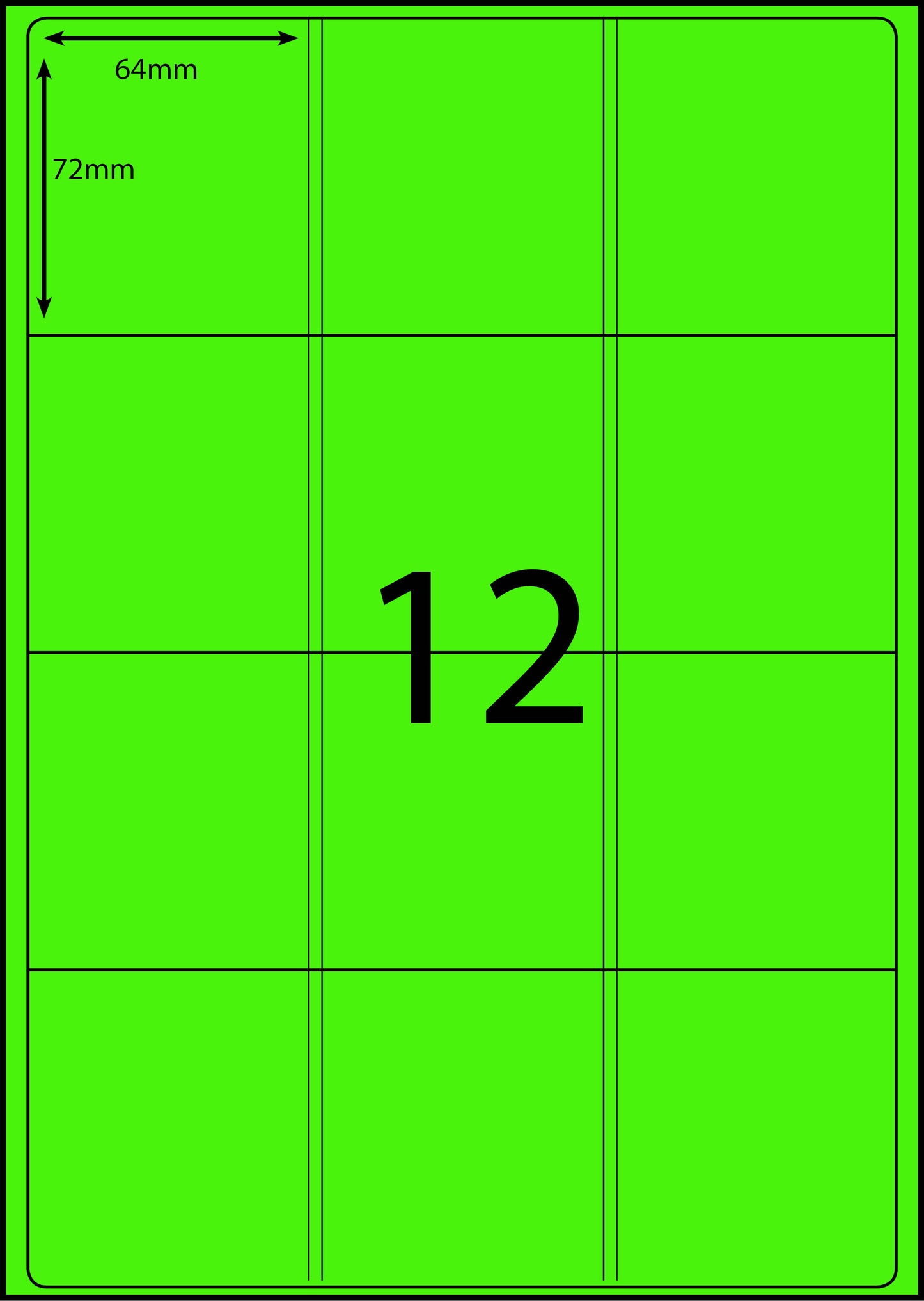 A4 Laser Label - 12up - 64x72mm - 100 per pack (Avery Code: L7164)