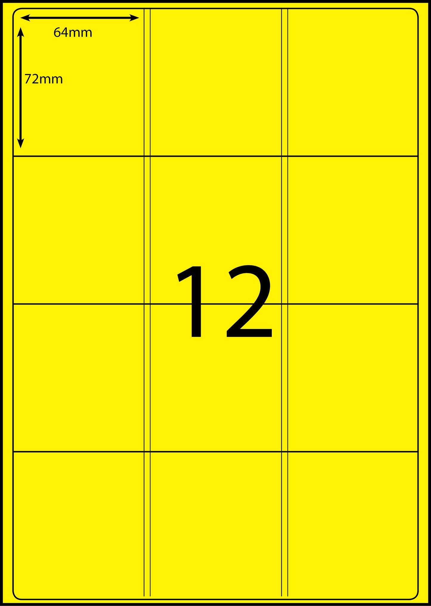 A4 Laser Label - 12up - 64x72mm - 100 per pack (Avery Code: L7164)