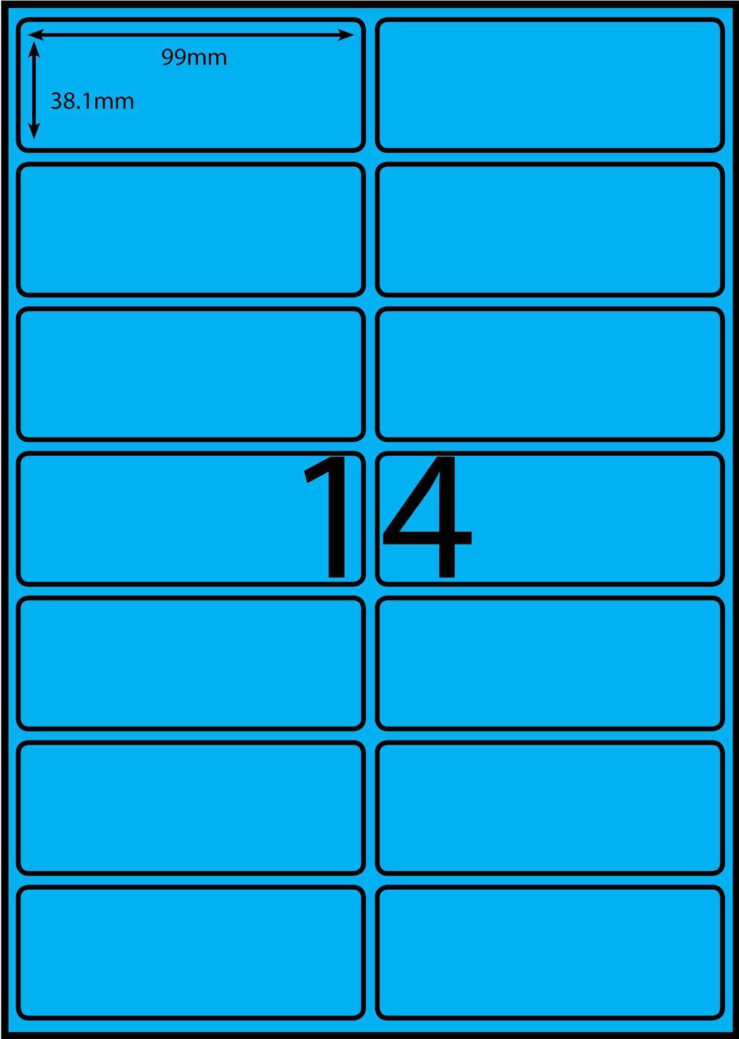 A4 Laser Label - 14up - 99x38.1mm - 100 per pack (Avery Code: L7163)