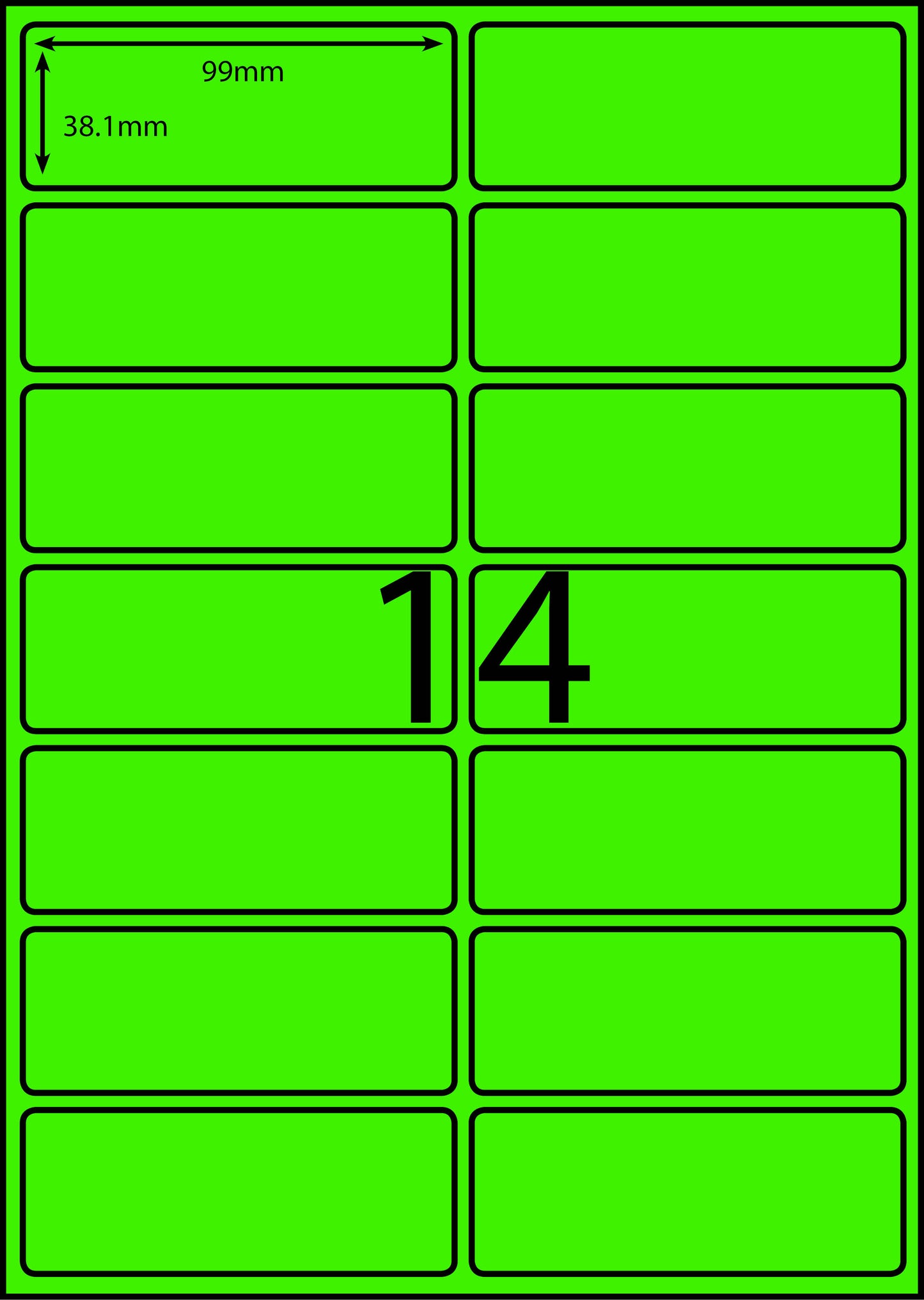 A4 Laser Label - 14up - 99x38.1mm - 100 per pack (Avery Code: L7163)