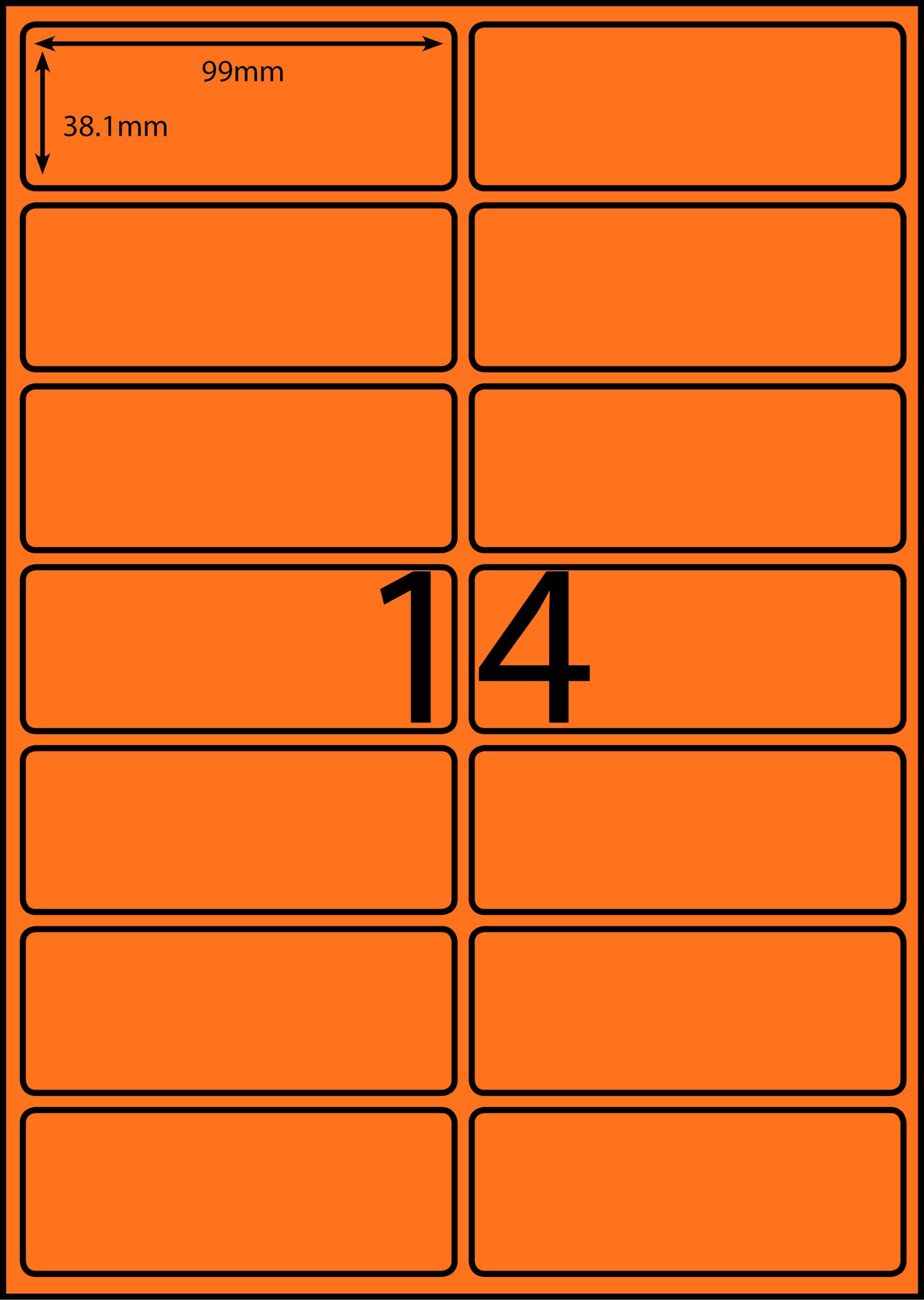 A4 Laser Label - 14up - 99x38.1mm - 100 per pack (Avery Code: L7163)