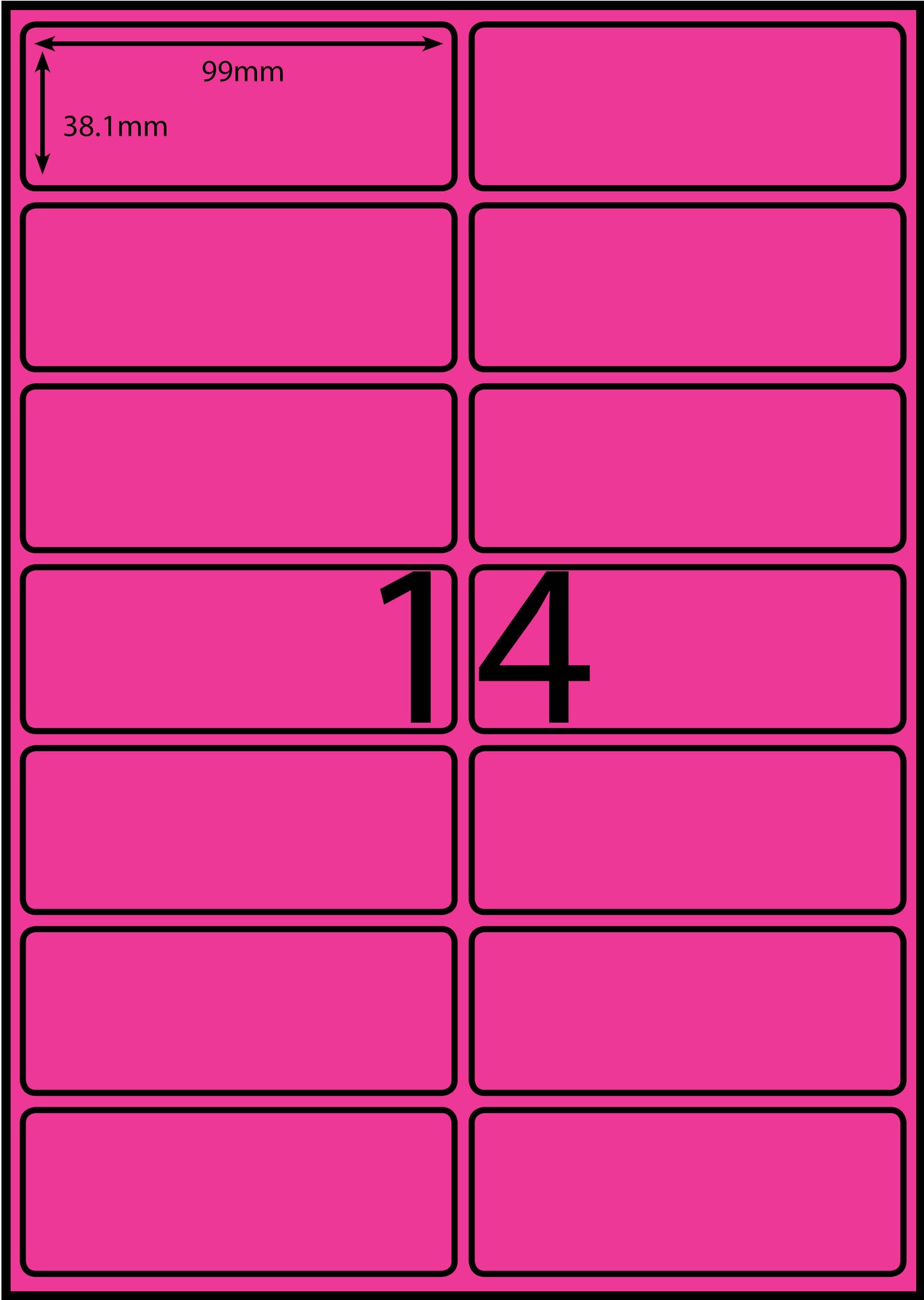 A4 Laser Label - 14up - 99x38.1mm - 100 per pack (Avery Code: L7163)
