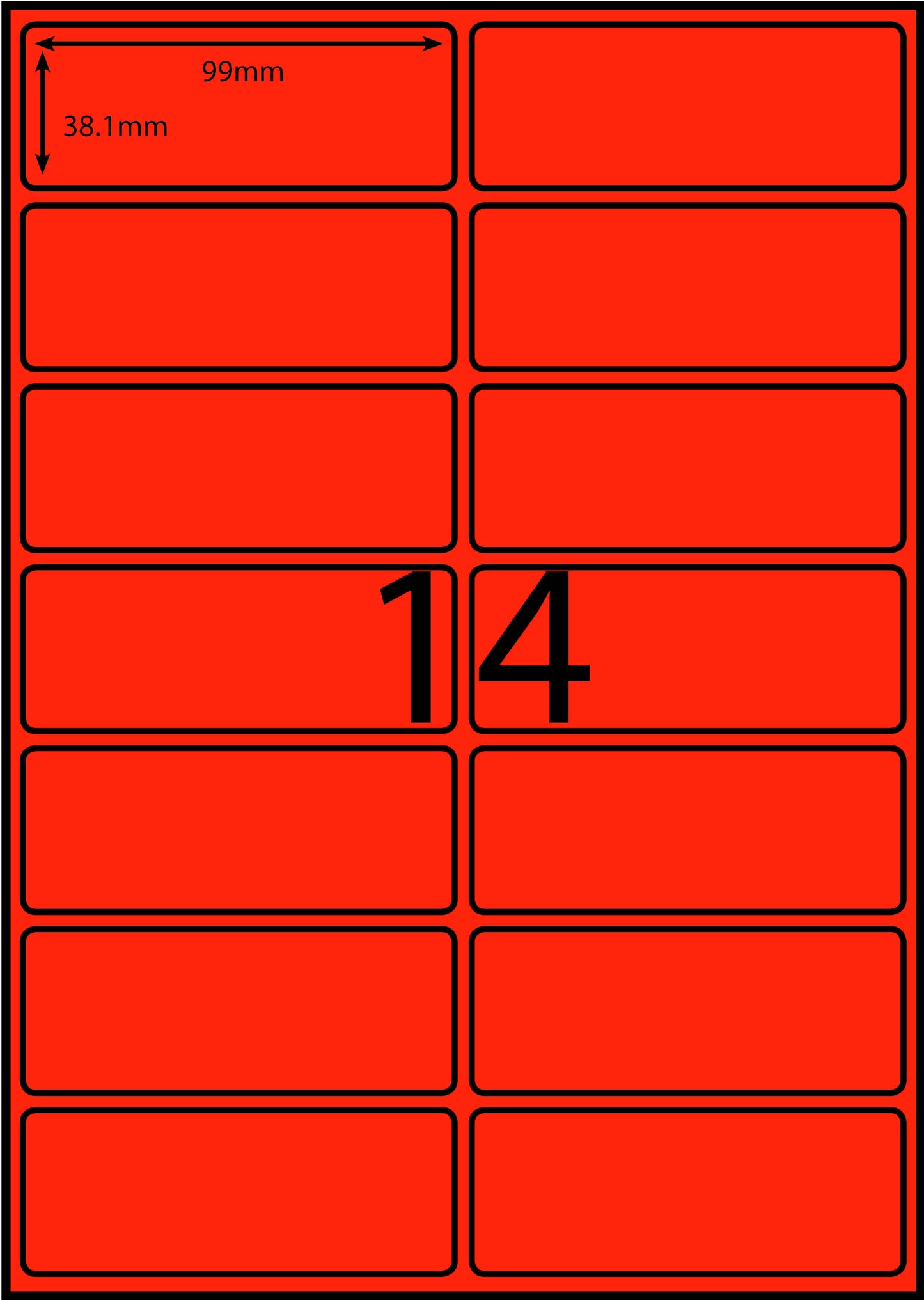 A4 Laser Label - 14up - 99x38.1mm - 100 per pack (Avery Code: L7163)