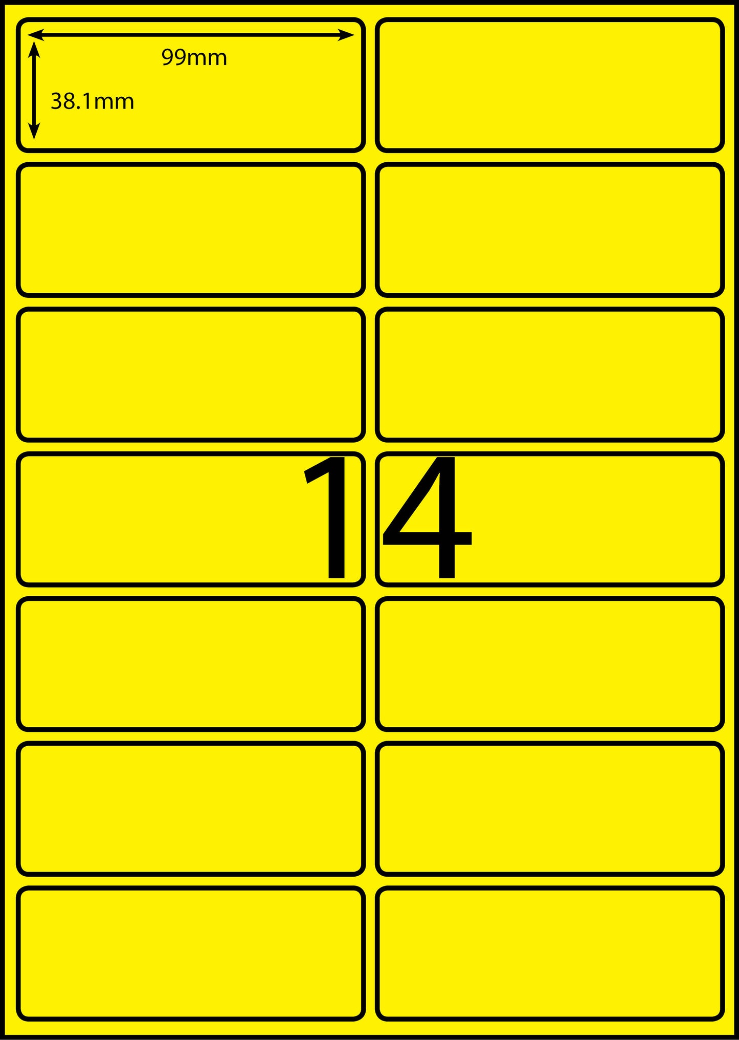 A4 Laser Label - 14up - 99x38.1mm - 100 per pack (Avery Code: L7163)