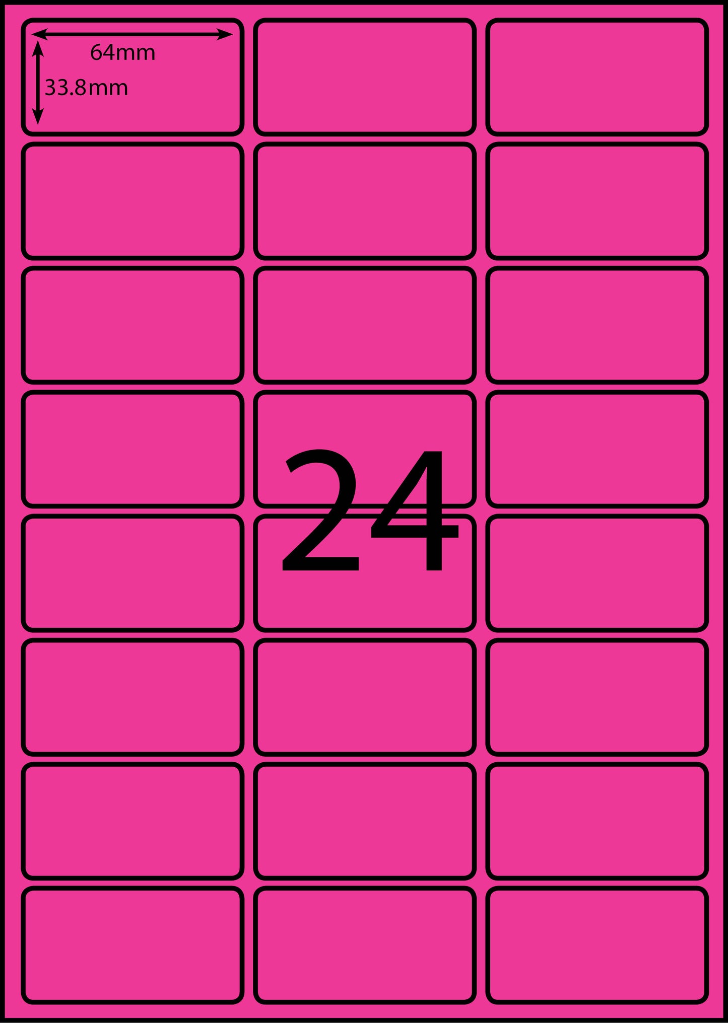 A4 Laser Label - 24up - 64x33.8mm - 100 per pack (Avery Code: L7159)