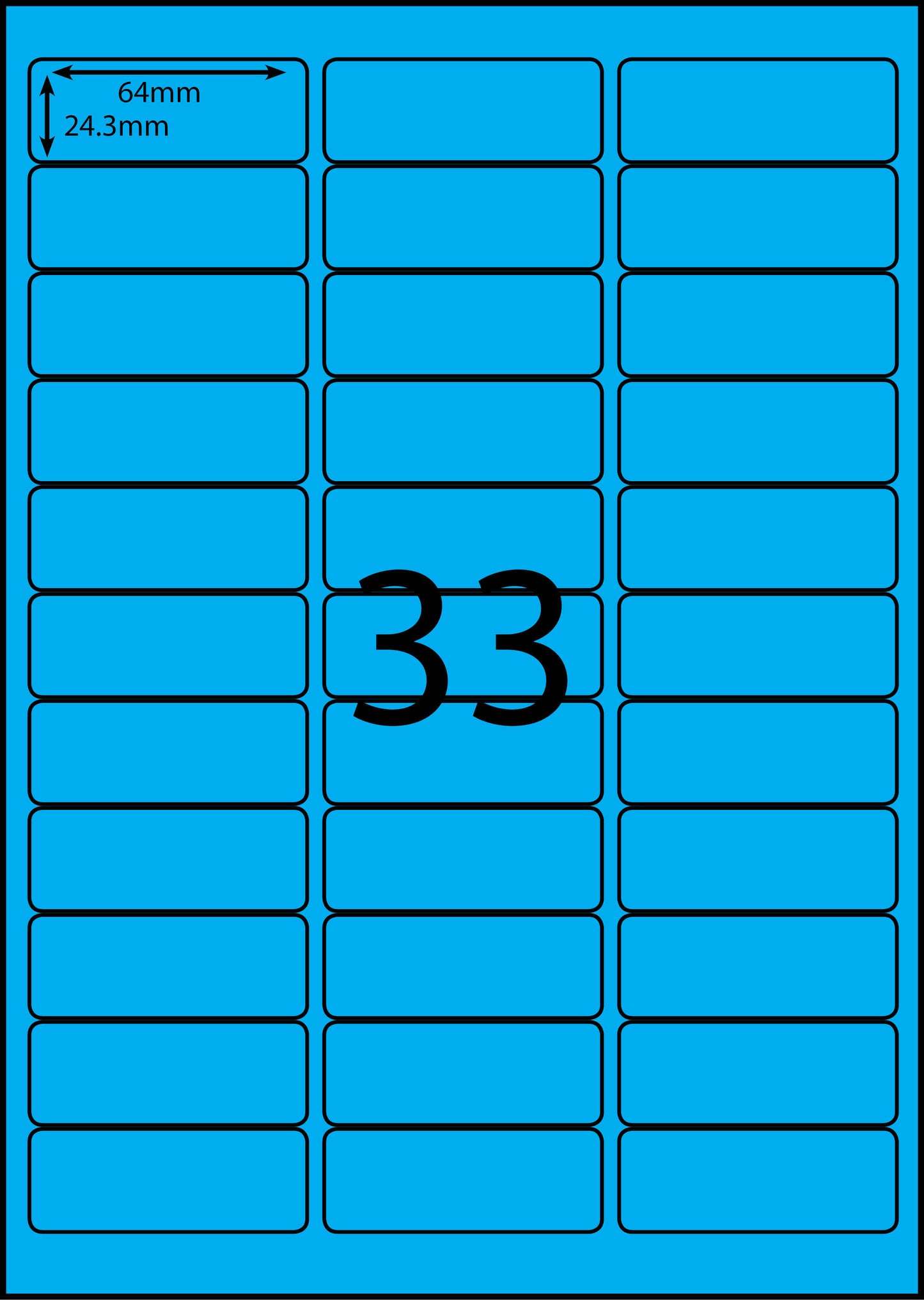 A4 Laser Label -33up - 64x24.3mm - 100 per pack (Avery Code: L7157)