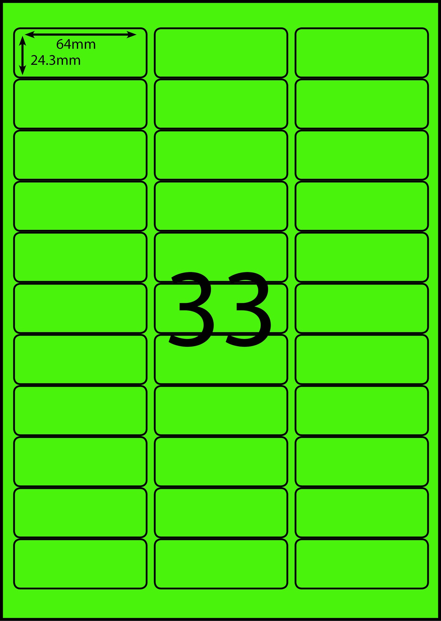 A4 Laser Label -33up - 64x24.3mm - 100 per pack (Avery Code: L7157)