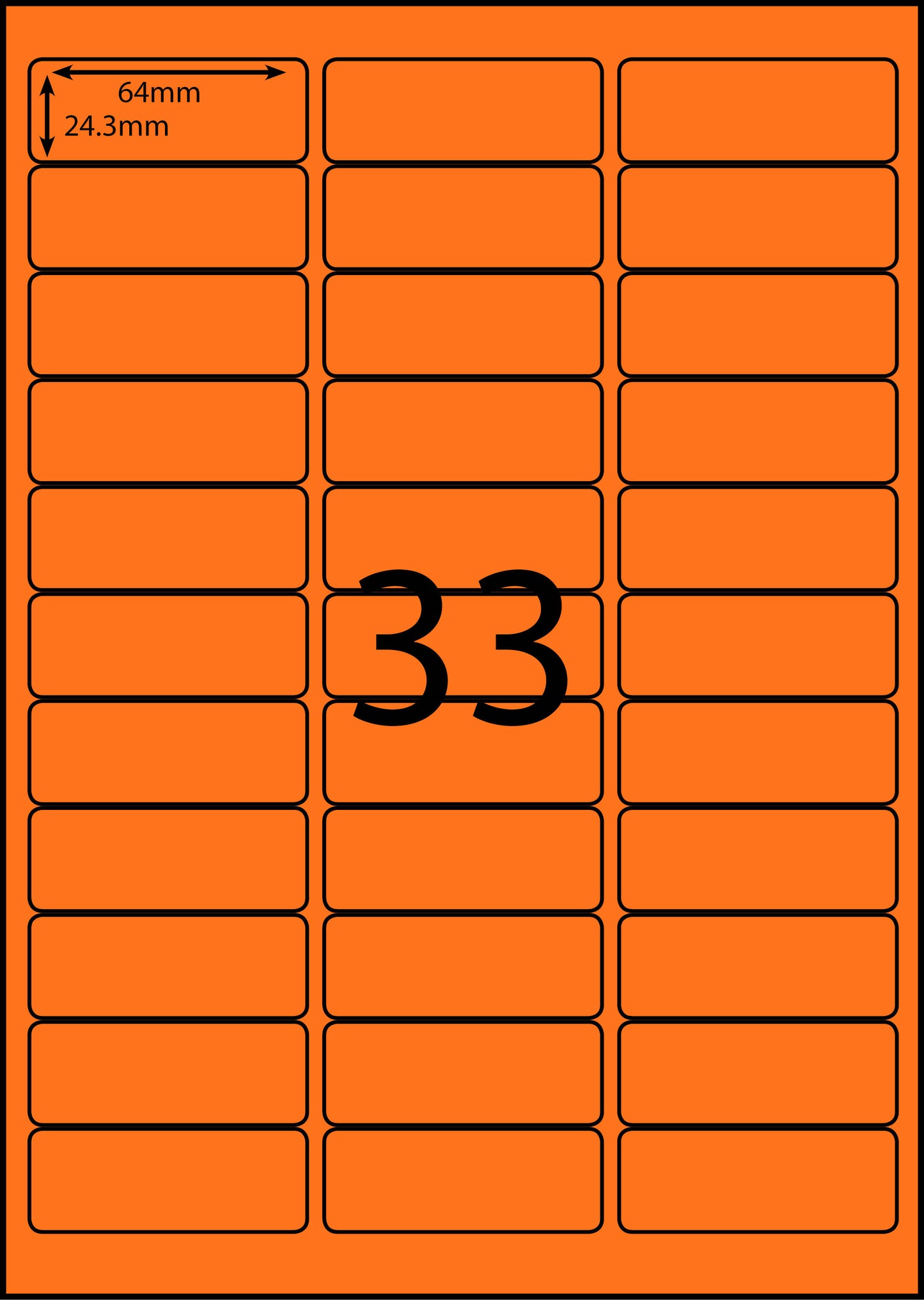 A4 Laser Label -33up - 64x24.3mm - 100 per pack (Avery Code: L7157)
