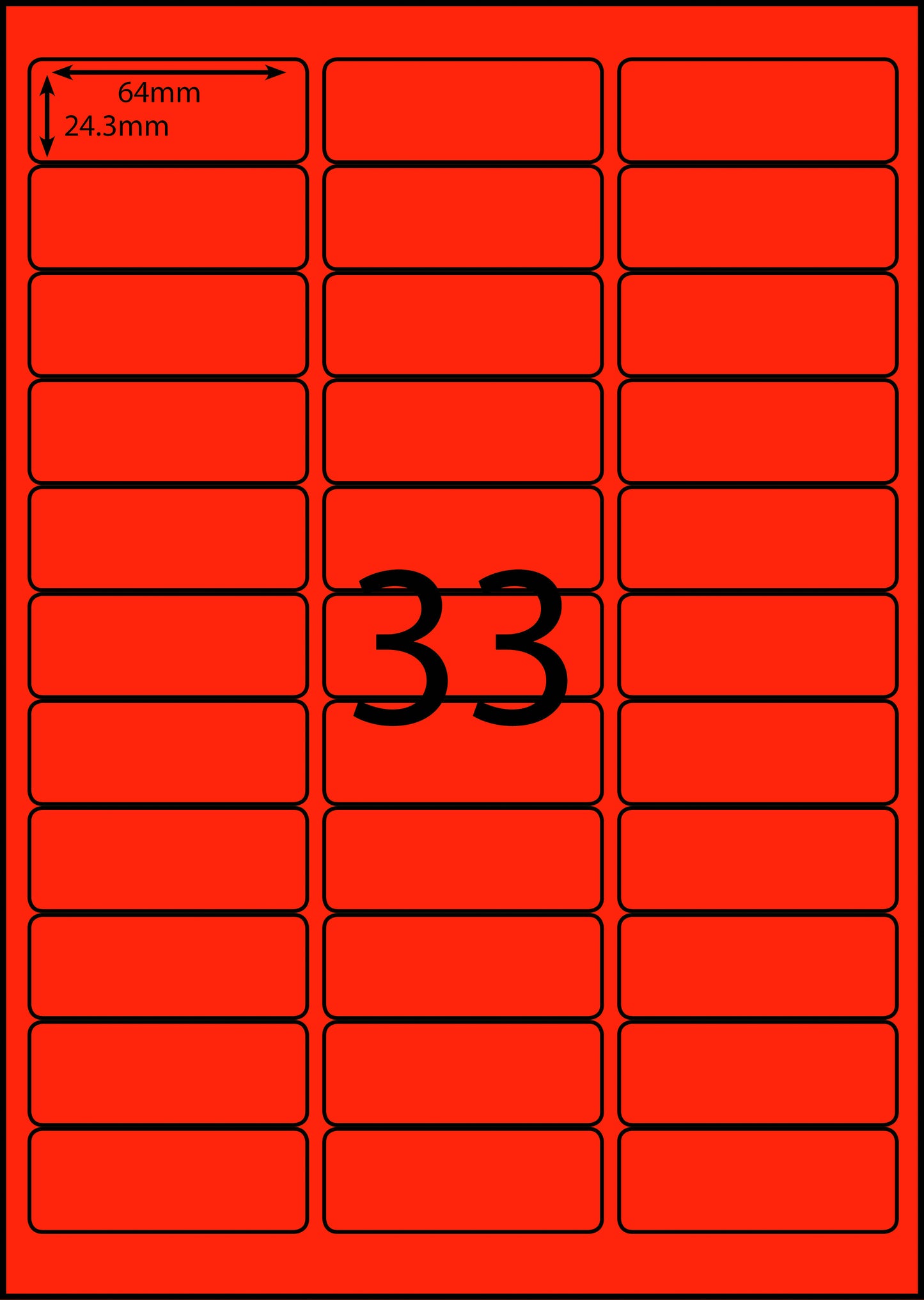 A4 Laser Label -33up - 64x24.3mm - 100 per pack (Avery Code: L7157)