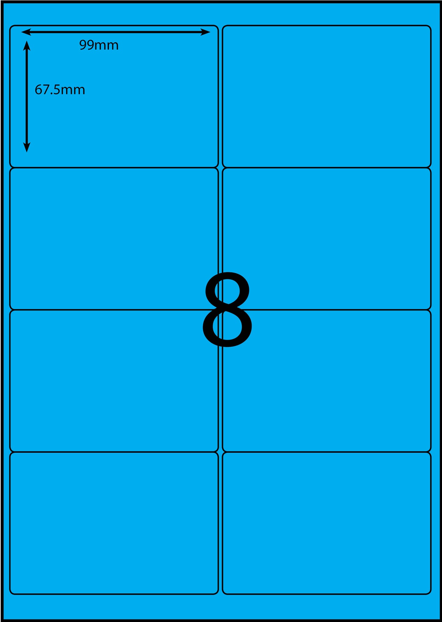 A4 Laser Label - 8up - 99x67.5mm - 100 per pack (Avery Code: L7165)