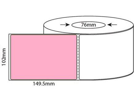 102mm X 150mm (4'x6') PINK Direct Thermal, 25mm & 76mm core, 4,000 labels per box - from $22/roll