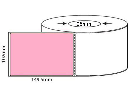 102mm X 150mm (4'x6') PINK Direct Thermal, 25mm & 76mm core, 4,000 labels per box - from $22/roll