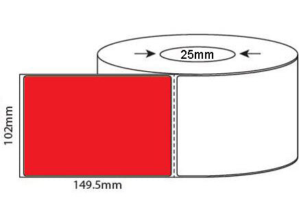 102mm X 150mm (4'x6') RED Direct Thermal, 25mm & 76mm core, 4,000 labels per box - from $22/roll