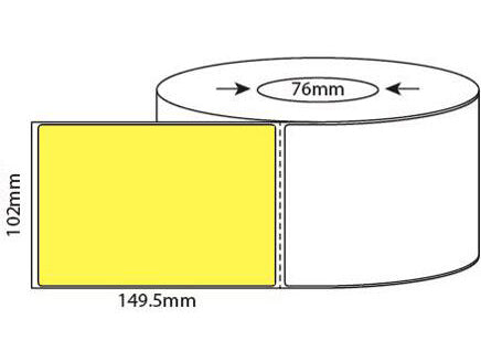 102mm X 150mm (4'x6') YELLOW Direct Thermal, 25mm & 76mm core, 4,000 labels per box - from $22/roll