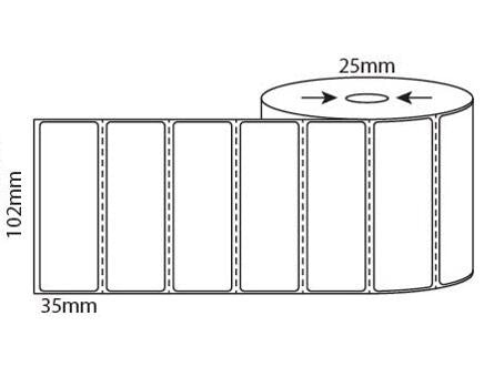 102mm X 35mm Direct Thermal, 25mm & 76mm core, 8,000 labels per box - from $19.50/roll
