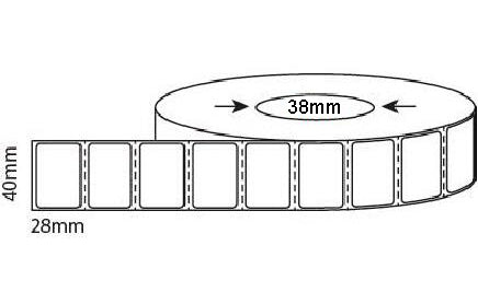 40mm X 28mm Direct Thermal, 25mm, 38mm & 76mm core, 30,000 labels per box - from $7.00/roll