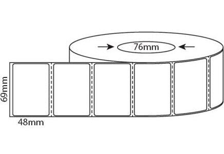 69mm X 48mm Thermal Transfer Labels, 25mm & 76mm core, 12,000 labels per box - from $19.50/roll