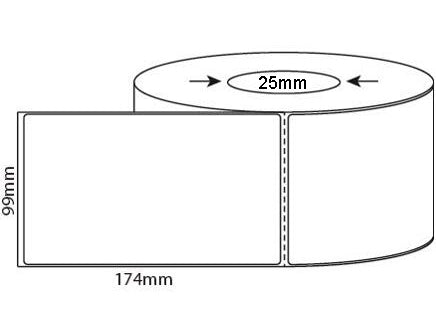 99mm X 174mm WHITE Direct Thermal, 25mm & 76mm core, 4,000 labels per box - from $22/roll