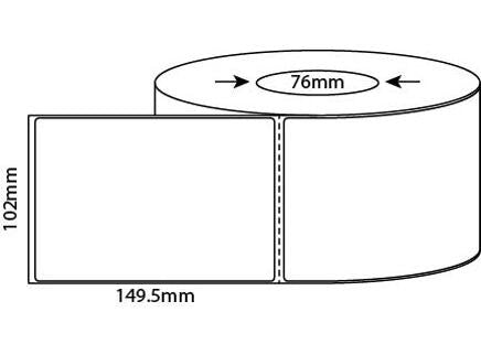 102mm X 150mm (4'x6') WHITE Direct Thermal, 76mm core, 1,000 labels/roll, 4,000 labels/box - from $27.50/roll