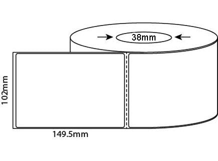 102mm X 150mm (4'x6') WHITE Direct Thermal, 350 labels per roll, 38mm core, 4,200 labels per box - from $10.45/roll