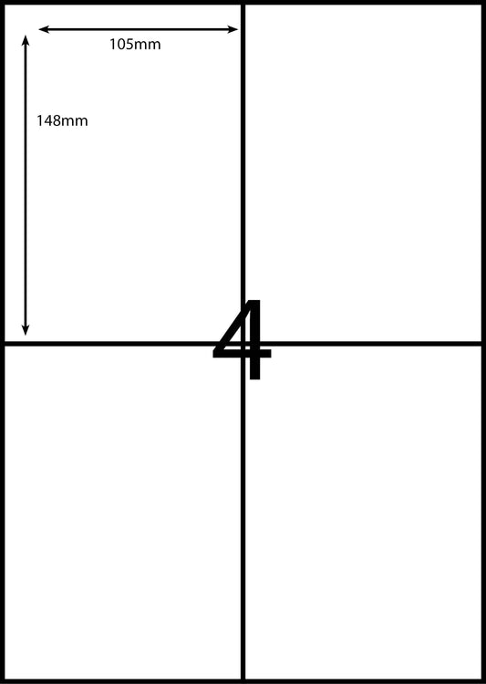 A4 Laser SHIPPING Label - 4up - 105x148mm - 100 per pack (Avery Code: DL 04)