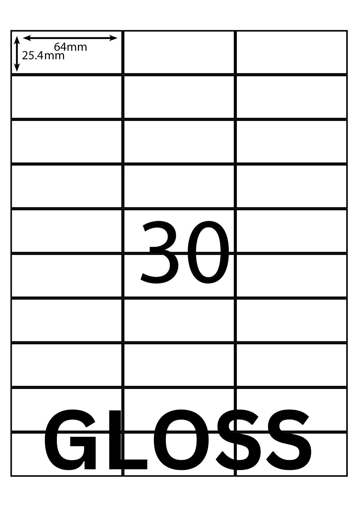 A4 Laser Label -30up - 64x25.4mm - 100 per pack (Avery Code: DL30)