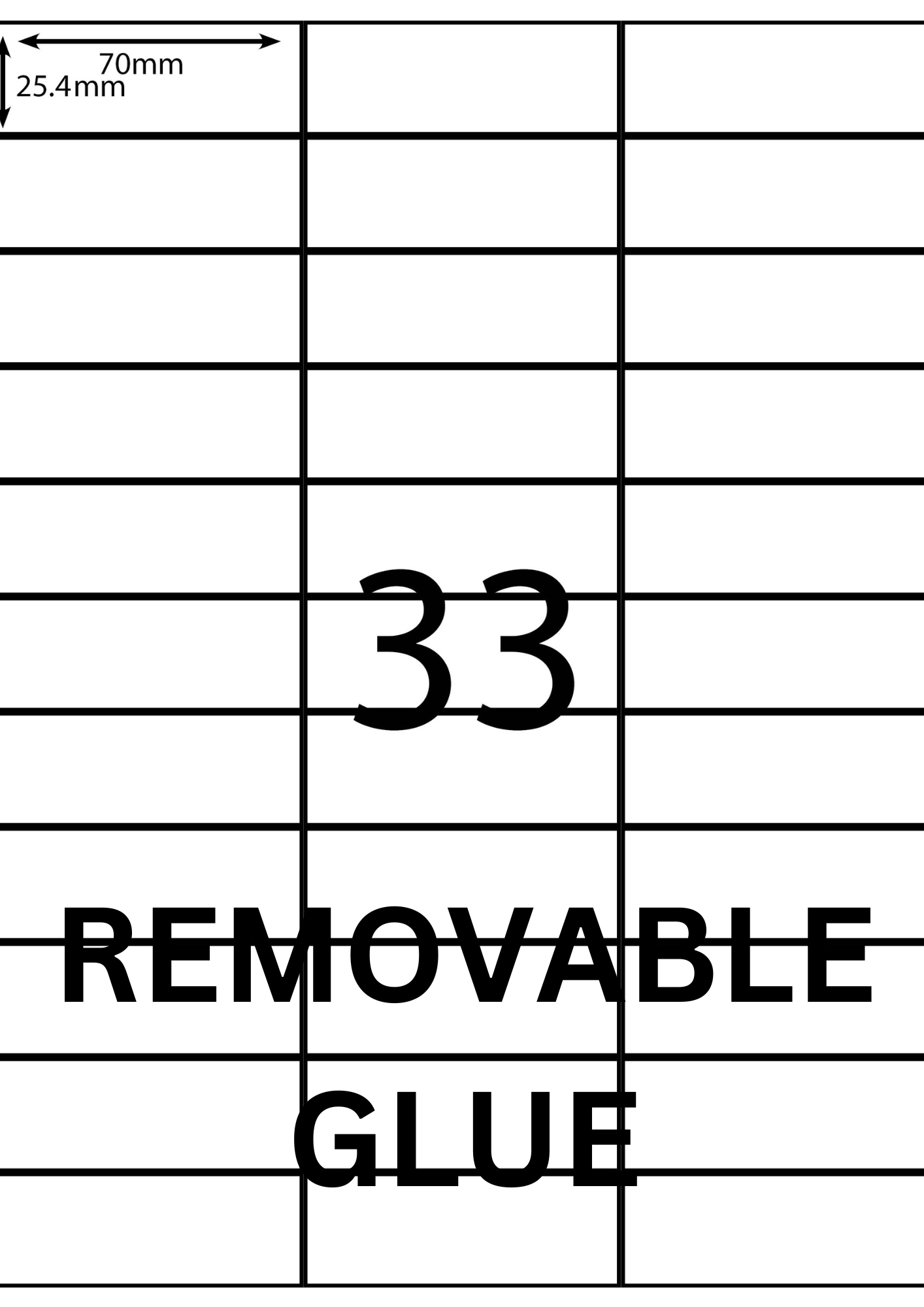 A4 Laser Label -33up - 70x25.4mm - 100 per pack (Avery Code: DL33)