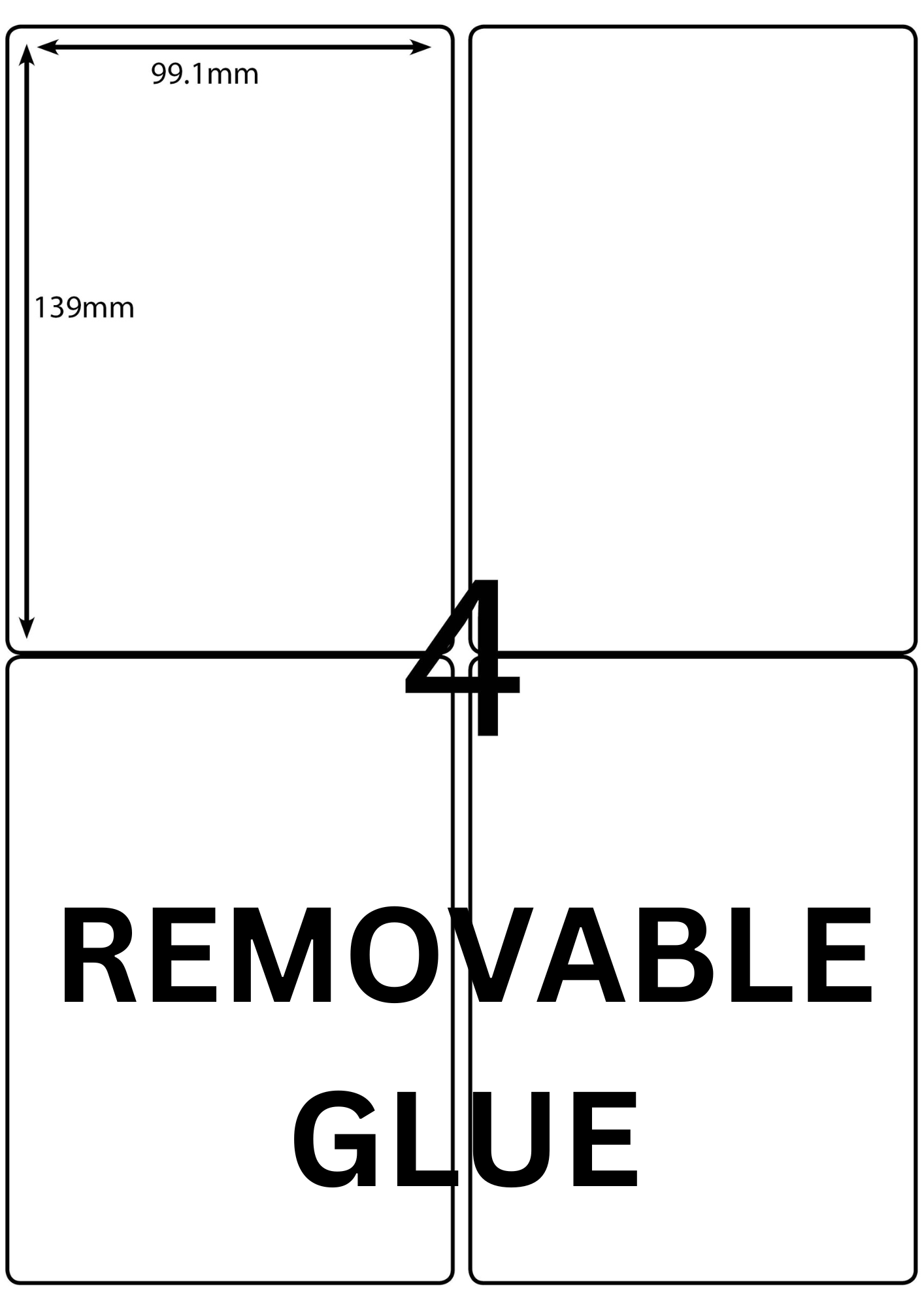 A4 Laser Label - 4up - 99.1x139mm - 100 per pack (Avery Code: L7169)