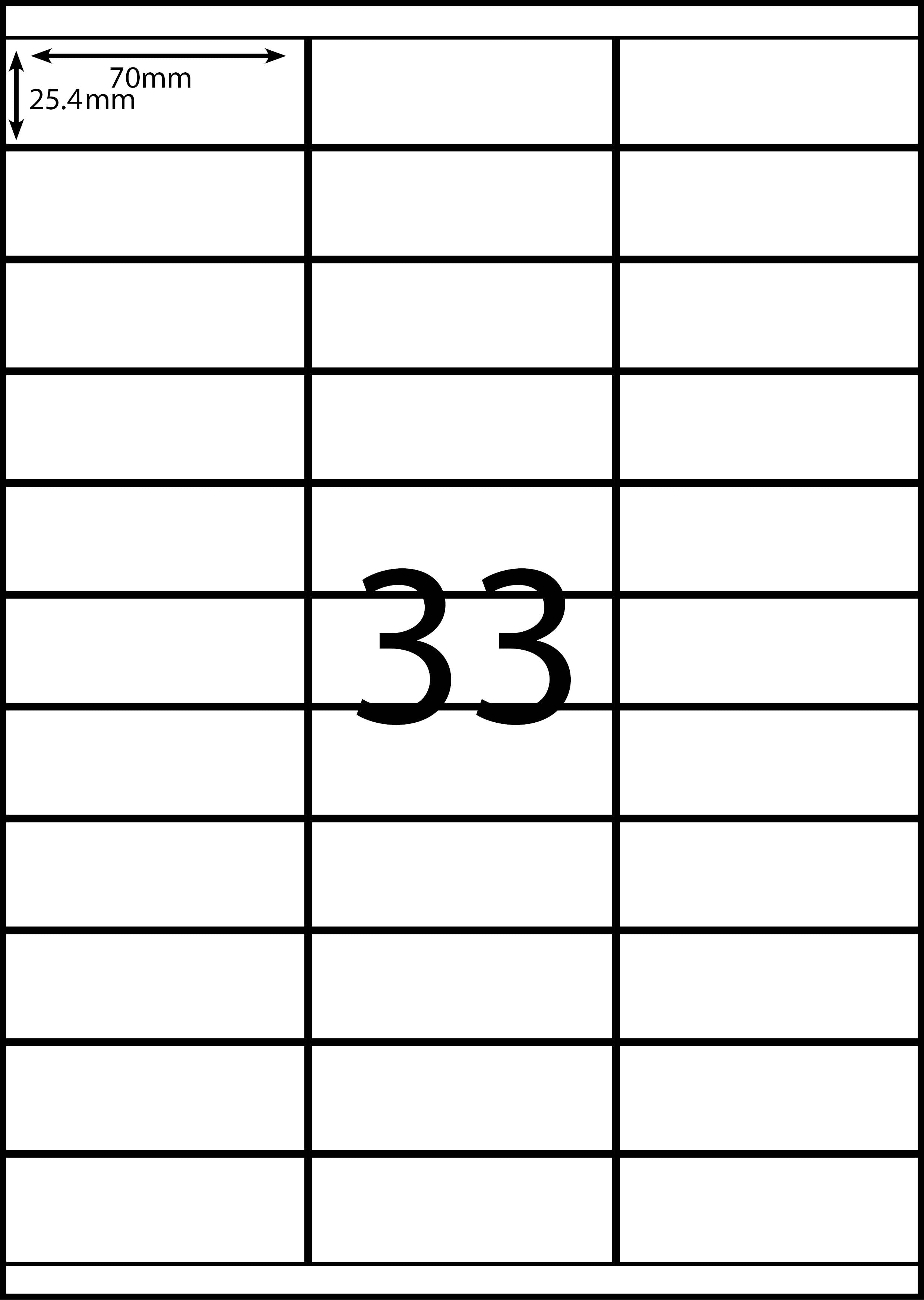 A4 Laser Label -33up - 70x25.4mm - 100 per pack (Avery Code: DL33 ...