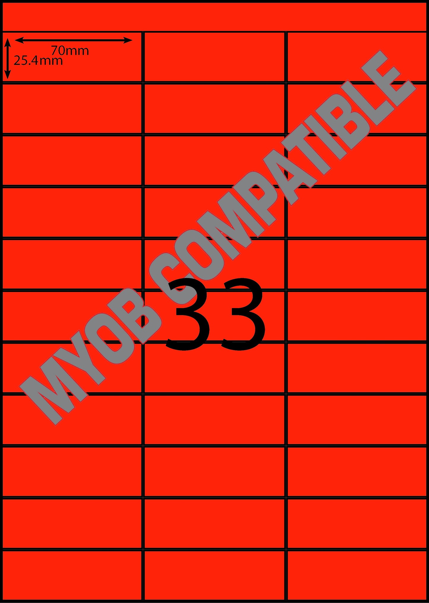 A4 Laser Label -33up - 70x25mm - 100 per pack (Avery Code: DL33)