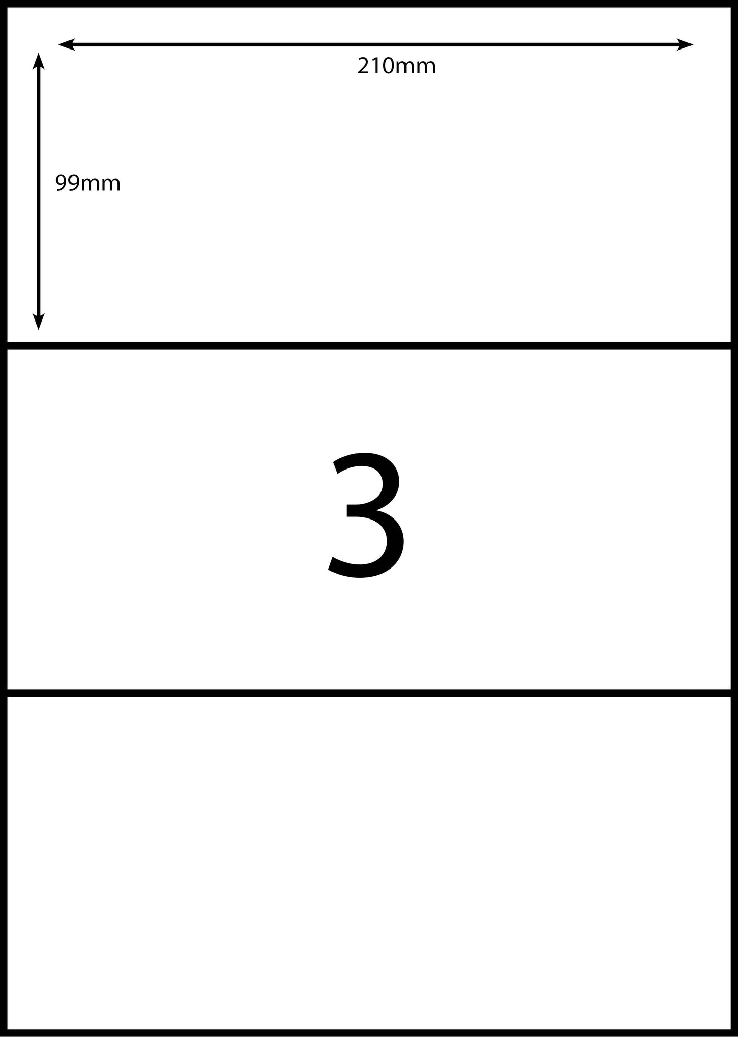 A4 Laser Label - 3up - 210x98.6mm - 100 per pack (Code: A4/3C)