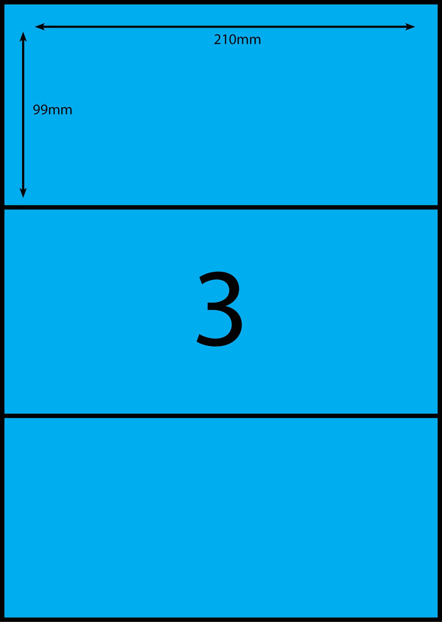 A4 Laser Label - 3up - 210x98.6mm - 100 per pack (Code: A4/3C)