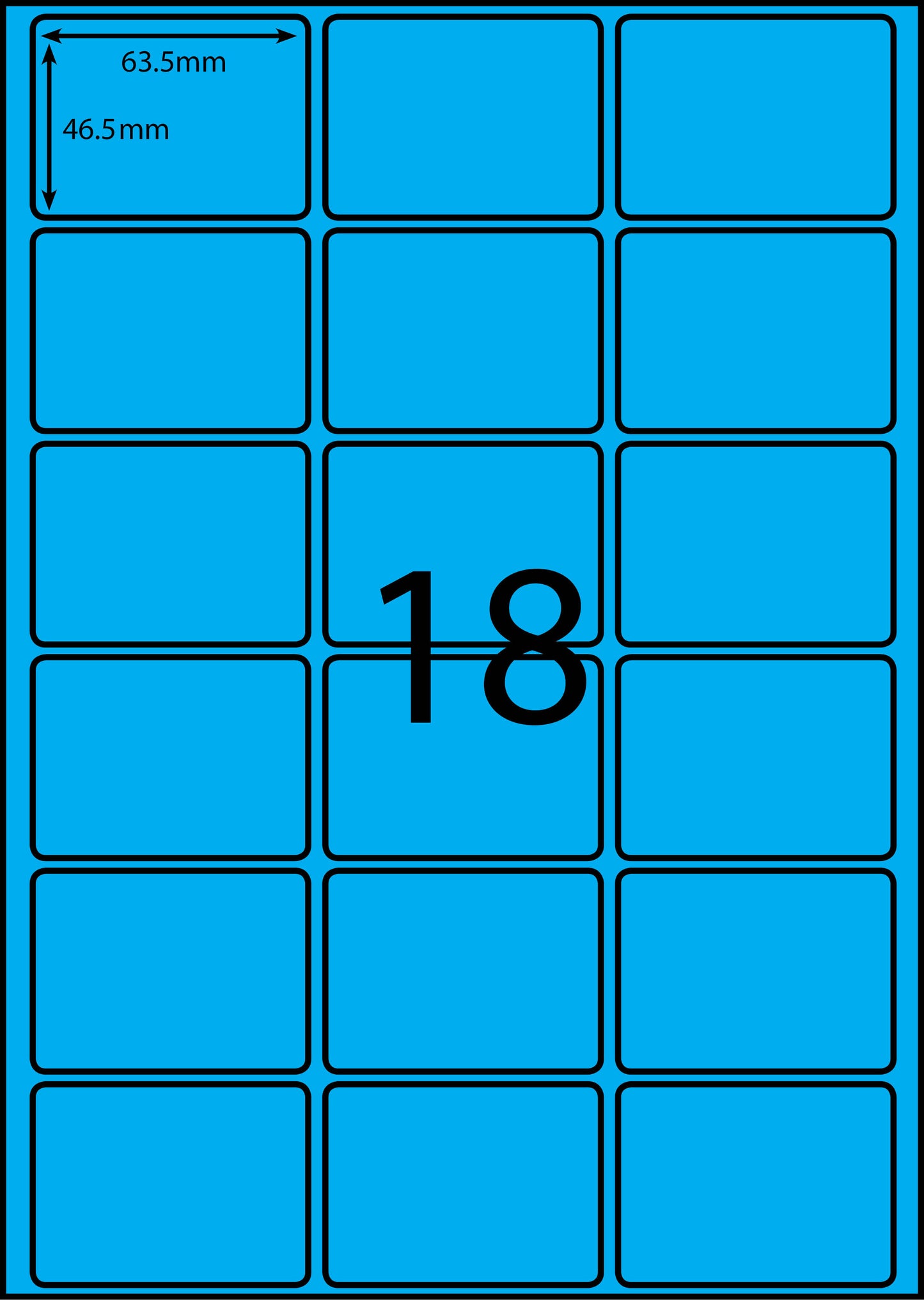 A4 Laser Label - 18up - 63.5x46.6mm - 100 per pack (Avery Code: L7161)