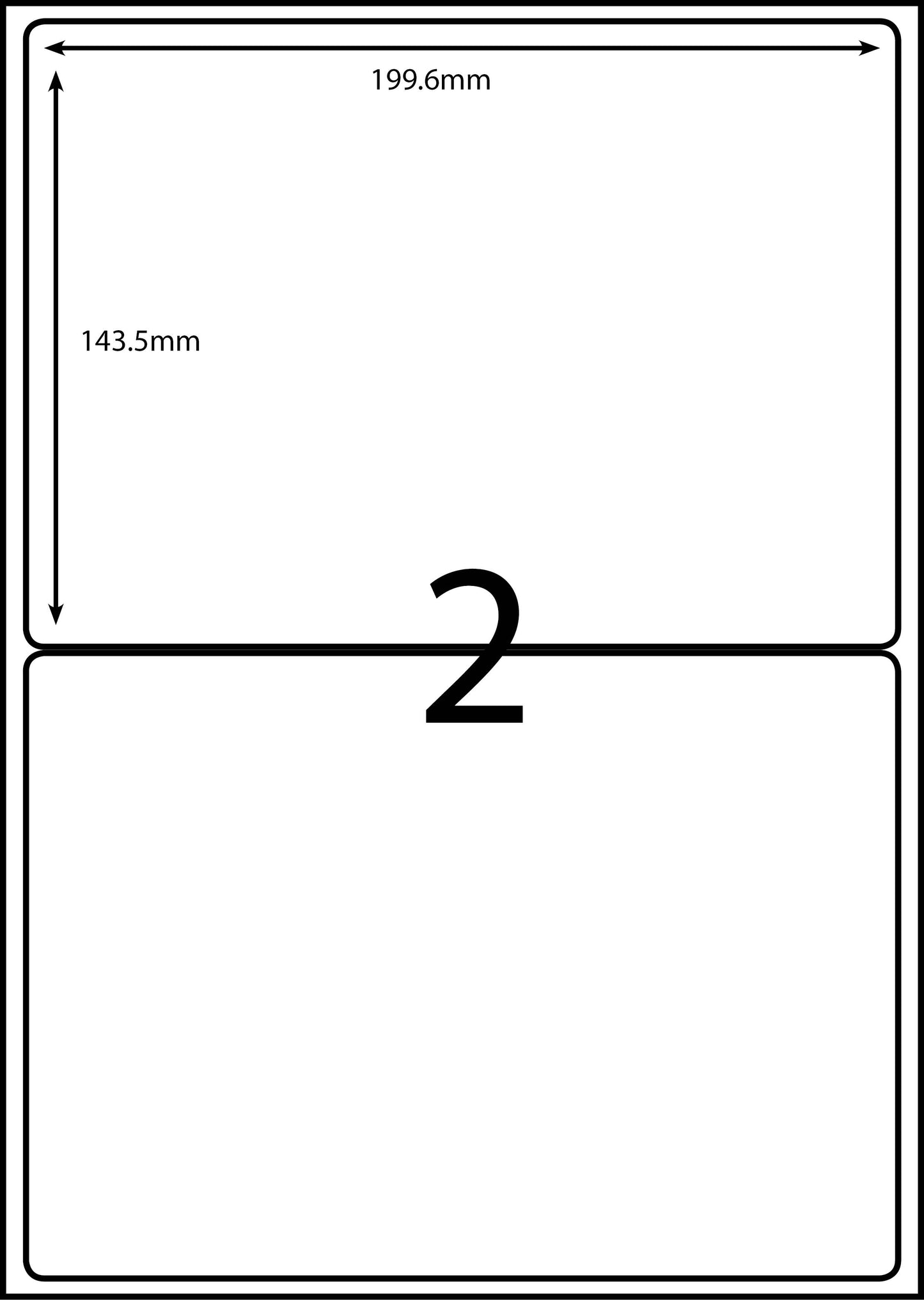 A4 Laser Label - 2up - 199.6x143.5mm - 100 per pack (Avery Code: L7168)