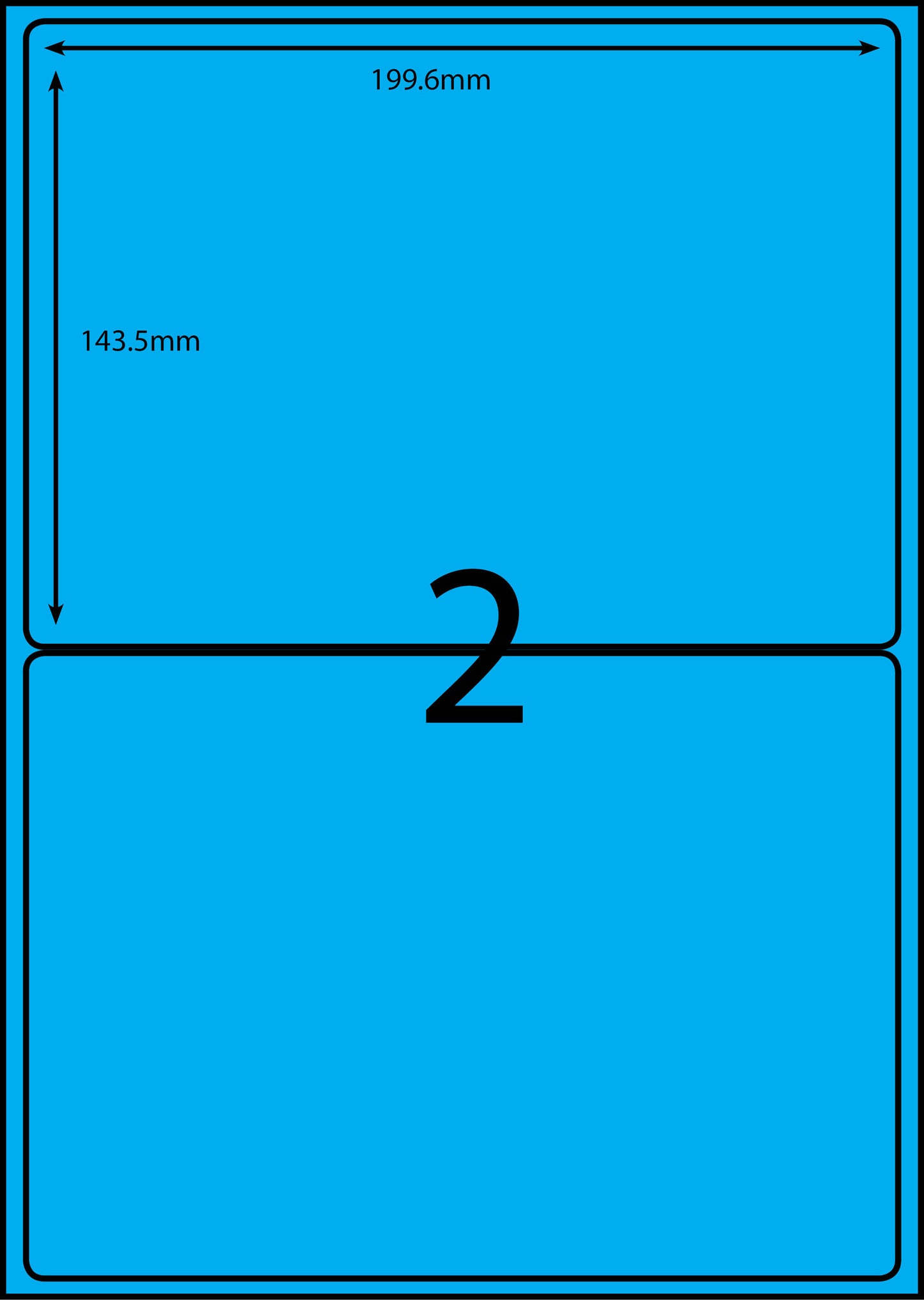 A4 Laser Label - 2up - 199.6x143.5mm - 100 per pack (Avery Code: L7168)