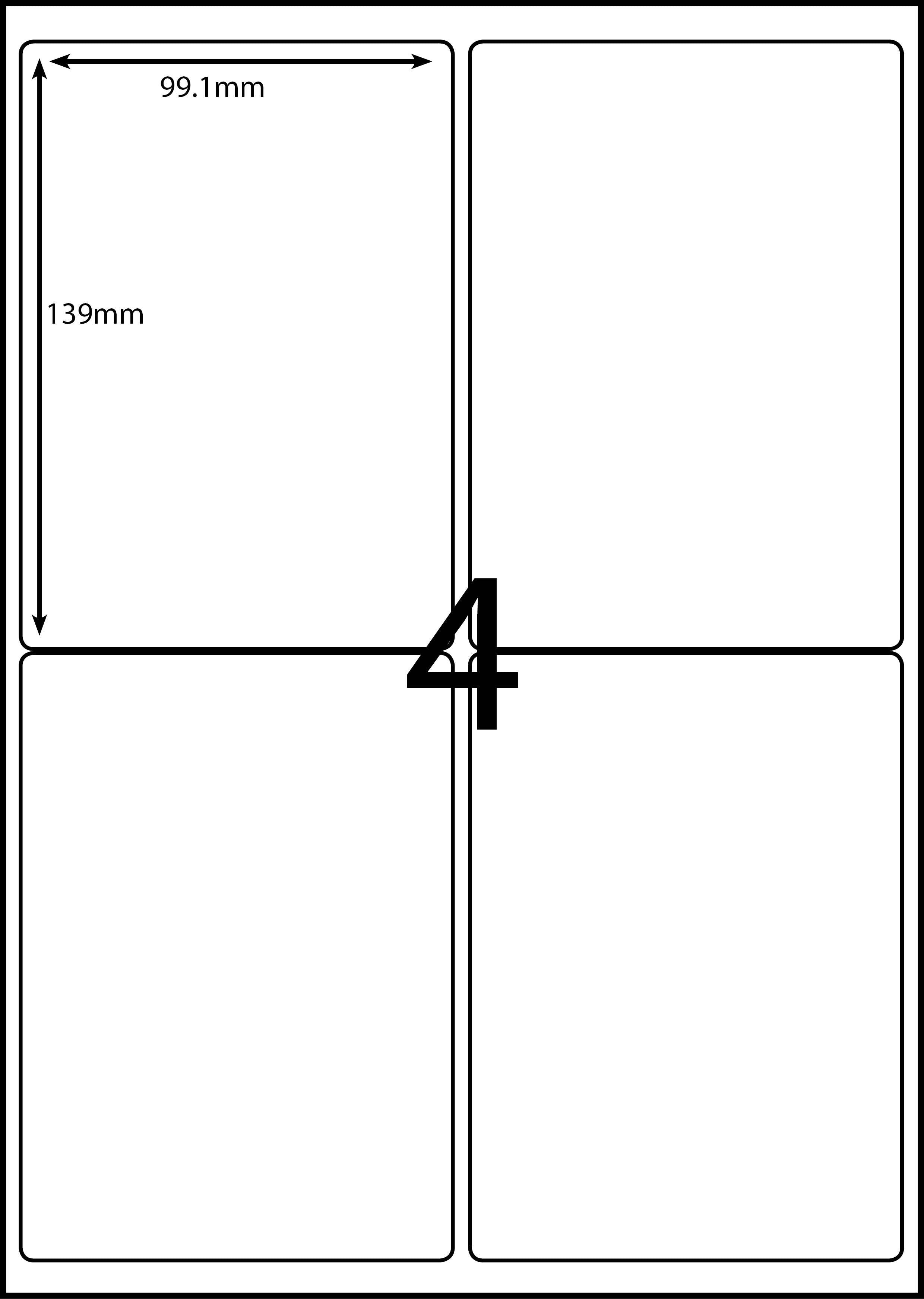 A4 Laser Label - 4up - 99.1x139mm - 100 per pack (Avery Code: L7169 ...
