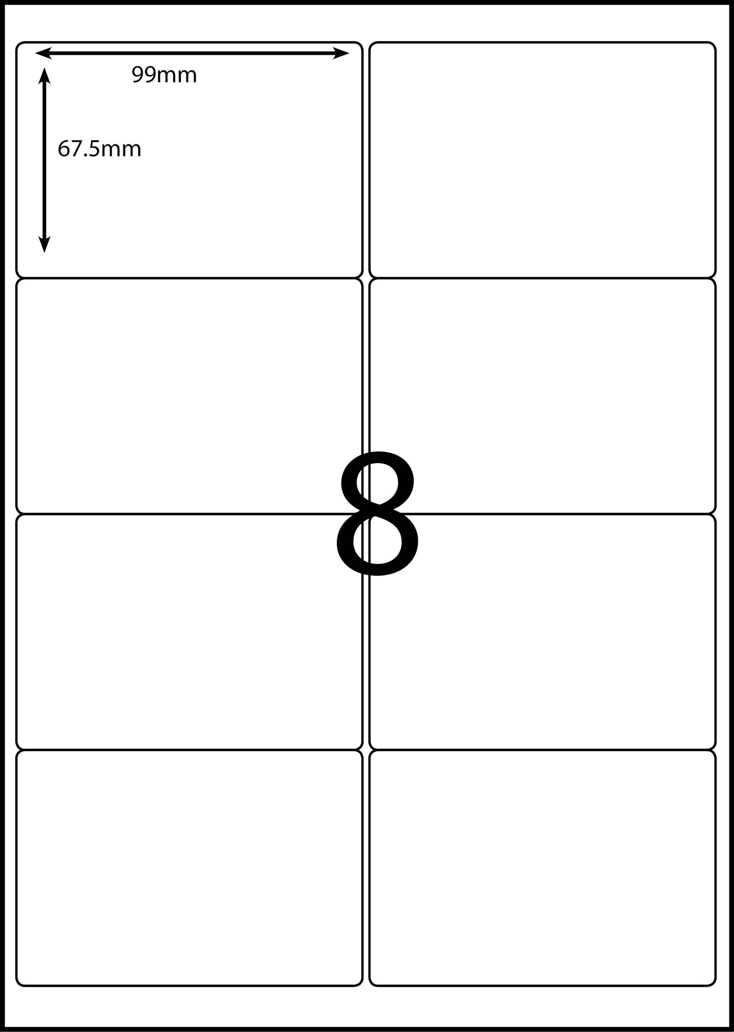 A4 Laser Label - 8up - 99x67.5mm - 100 per pack (Avery Code: L7165)
