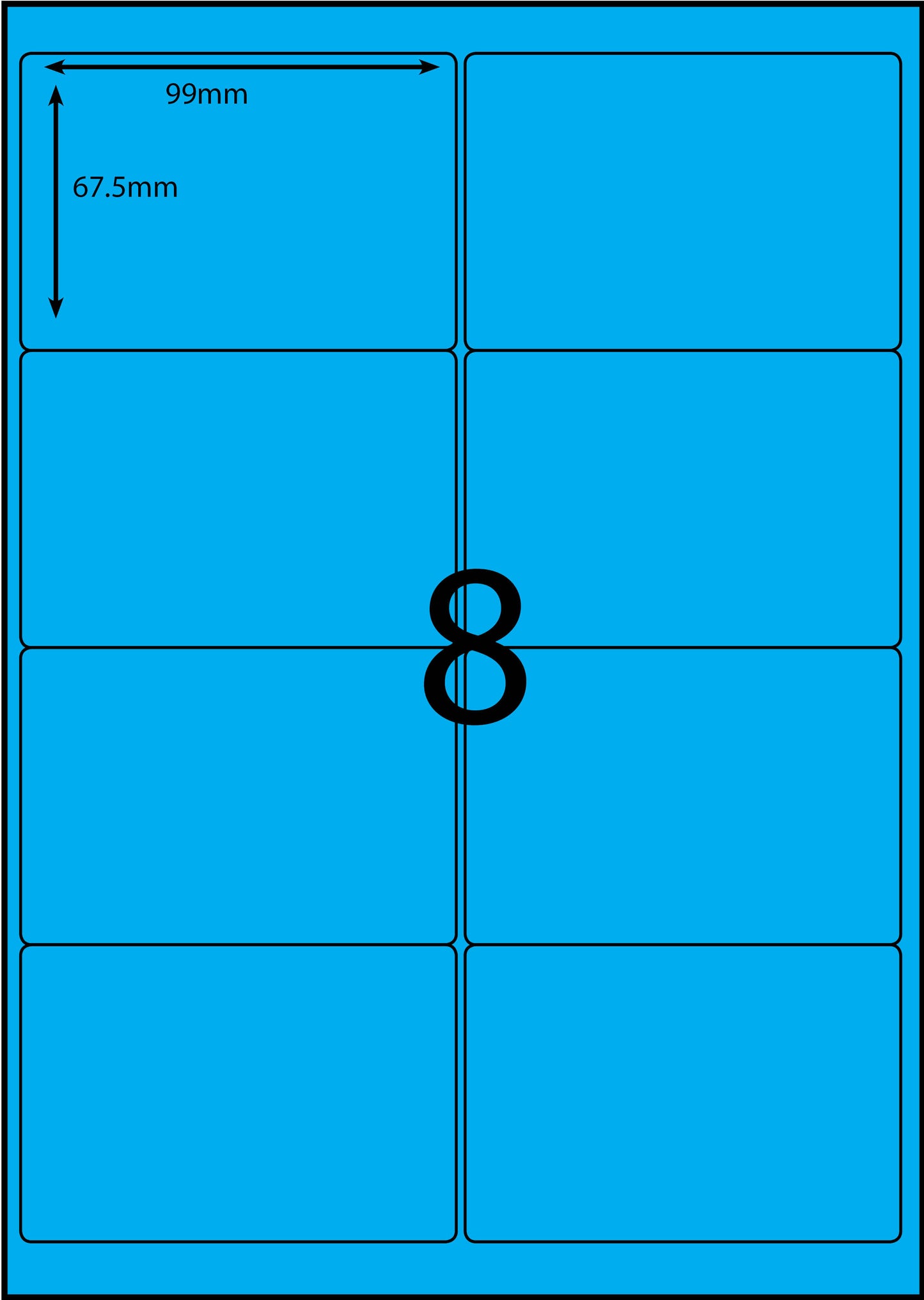 A4 Laser Label - 8up - 99x67.5mm - 100 per pack (Avery Code: L7165)