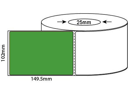 102mm X 150mm (4'x6') GREEN Direct Thermal, 25mm & 76mm core, 4,000 labels per box - from $22/roll
